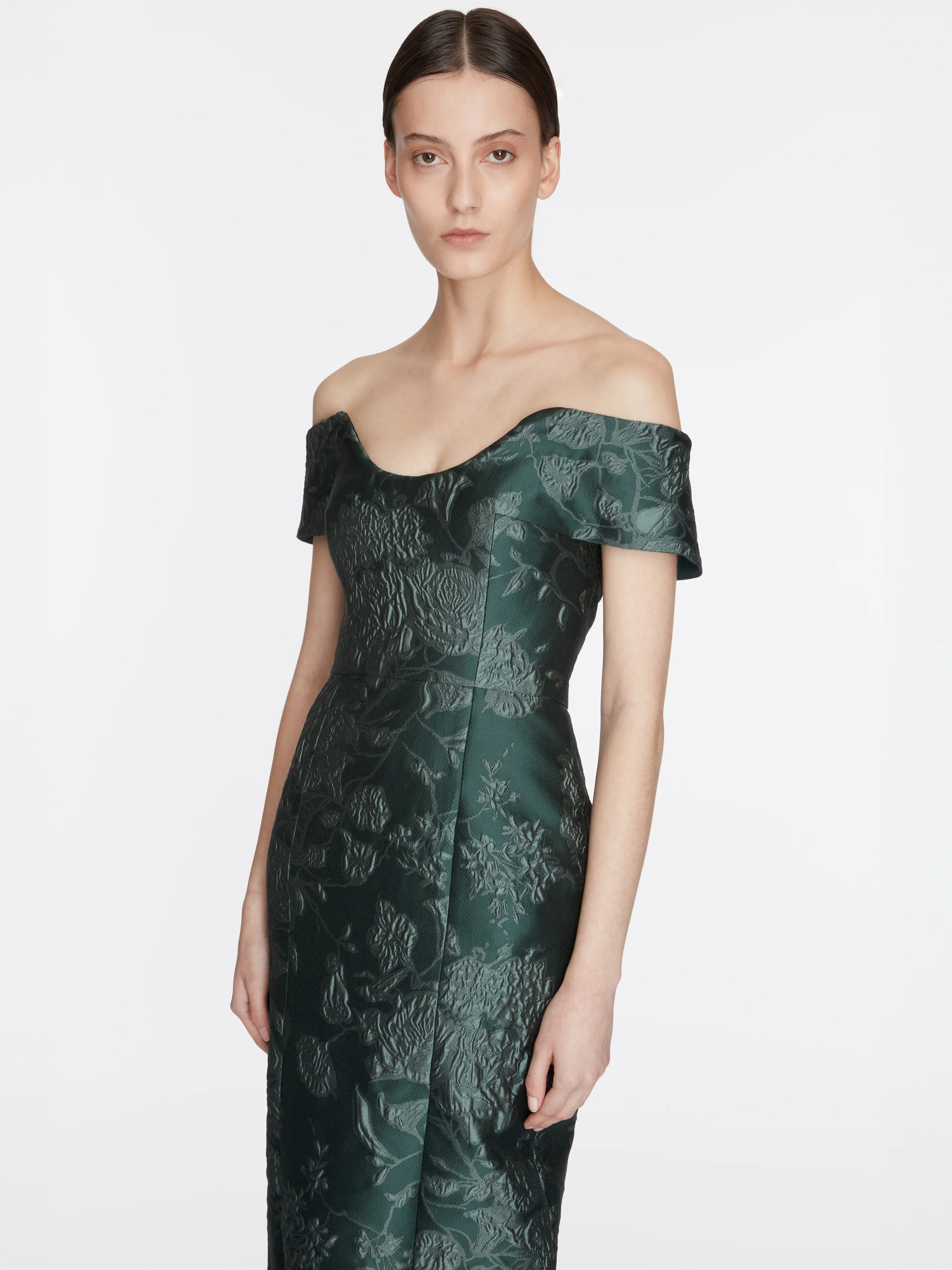 Aislinn Dress In Dark Green Graphic Floral - Image 3