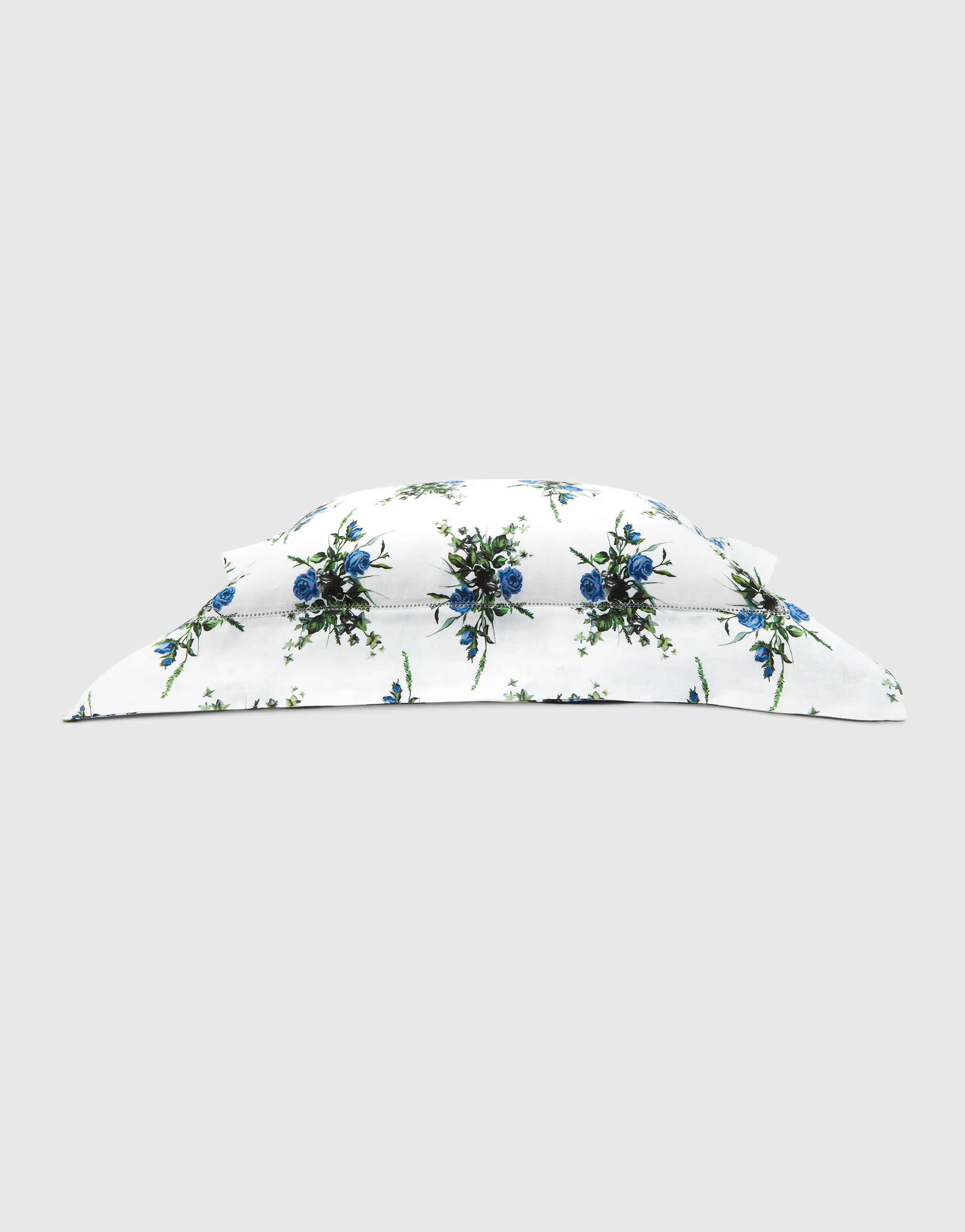 Amalia Pillow Slip in Blue Roses Print Linen - Image 4