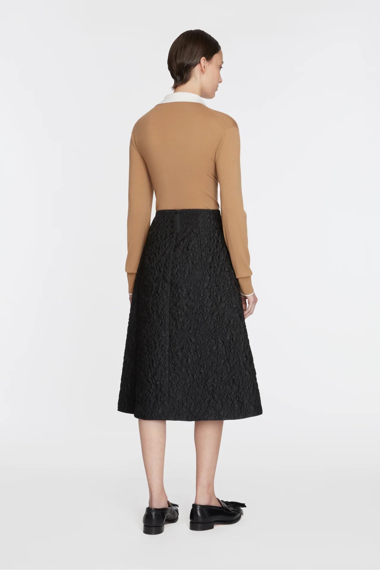 James Knit with Ivory Collar in Camel Lightweight Wool - Image 4
