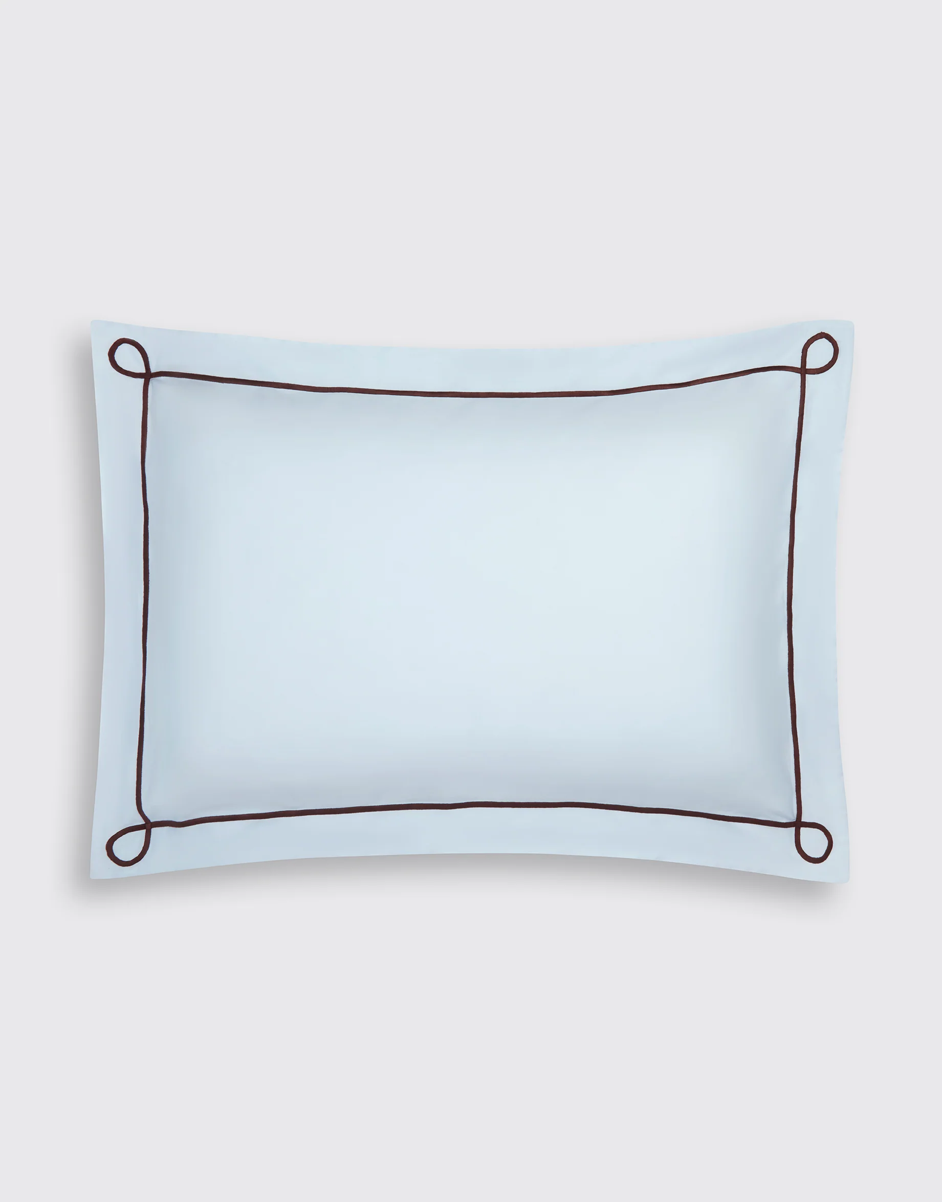 Arezzo Pillow Slip in Blue & Chocolate Cotton - Image 3