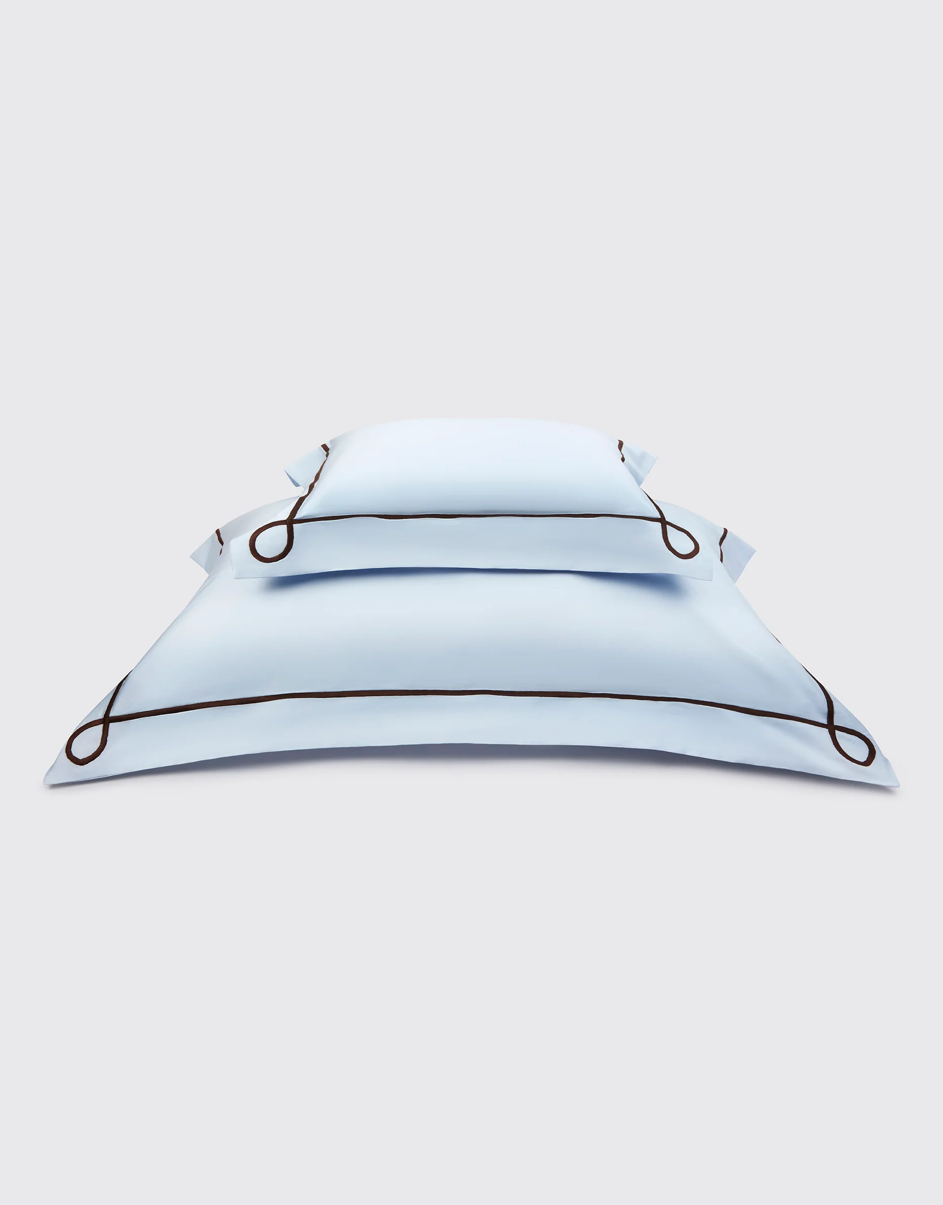 Arezzo Pillow Slip in Blue & Chocolate Cotton - Image 5