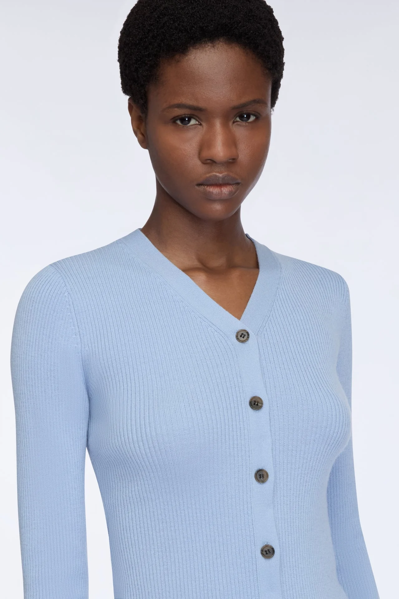 Ash Cardigan in Baby Blue Merino Wool - Image 4