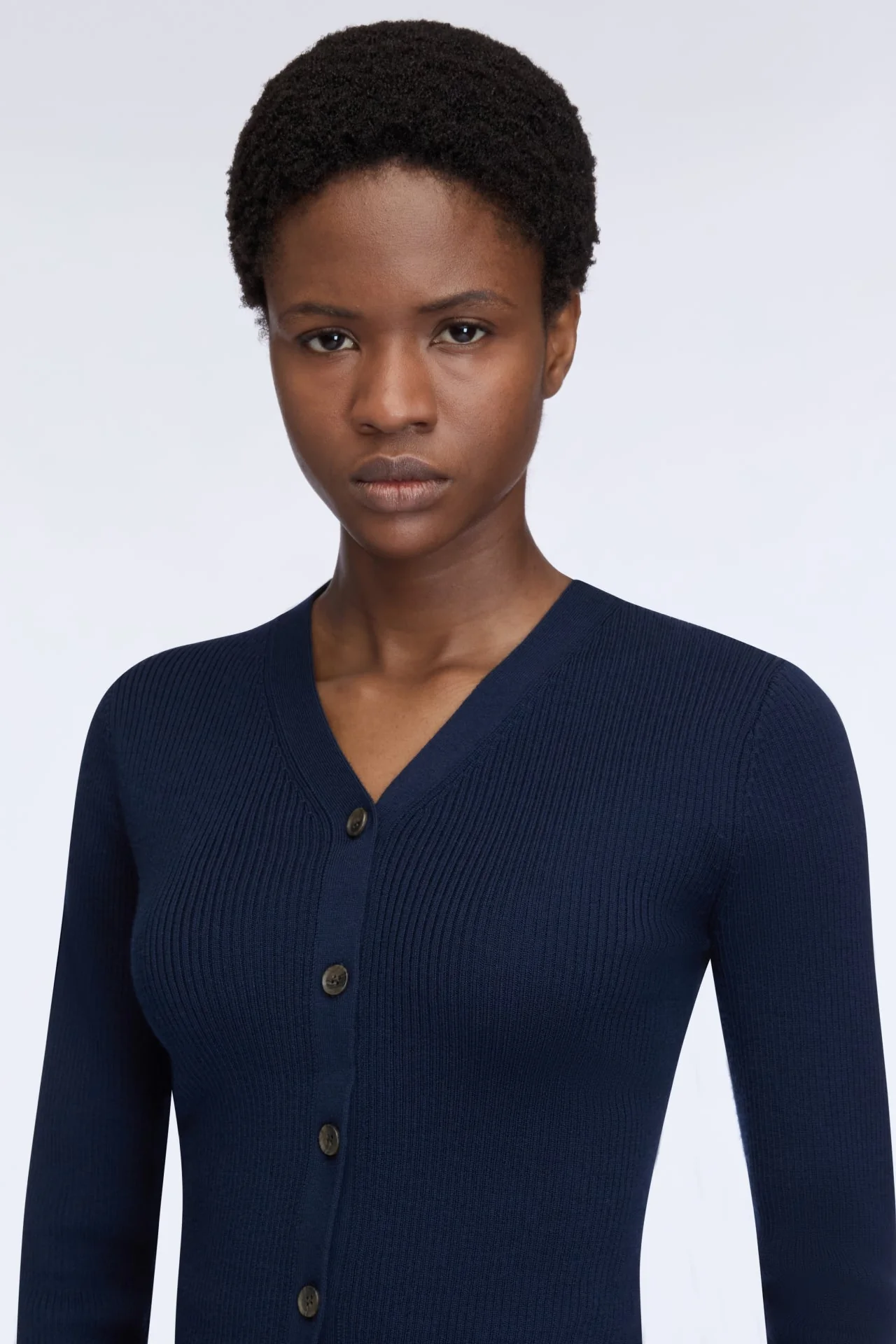 Ash Cardigan in Navy Merino Wool - Image 4