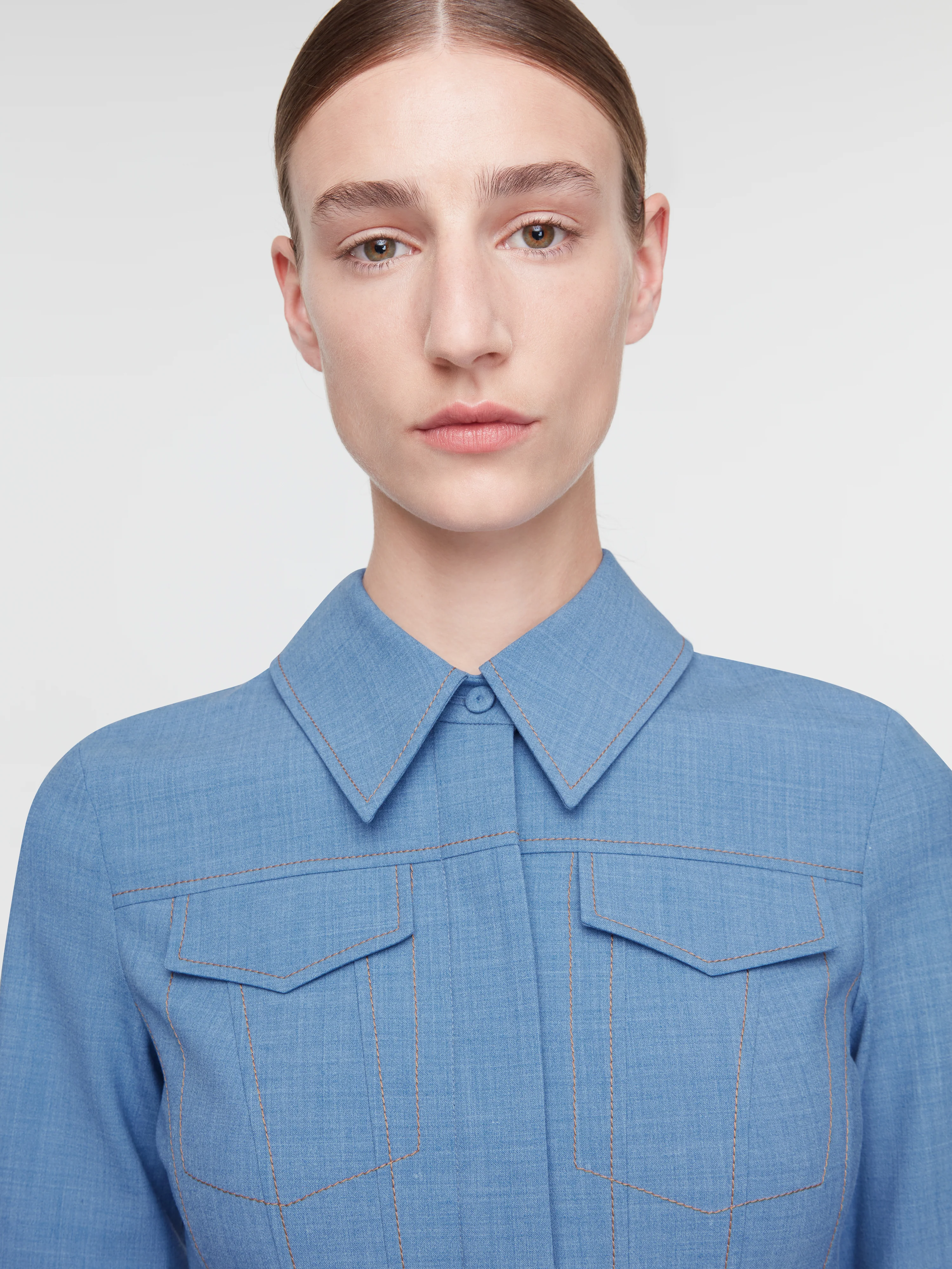 Aspyn Dress In Blue Melange Summer Wool - Image 5