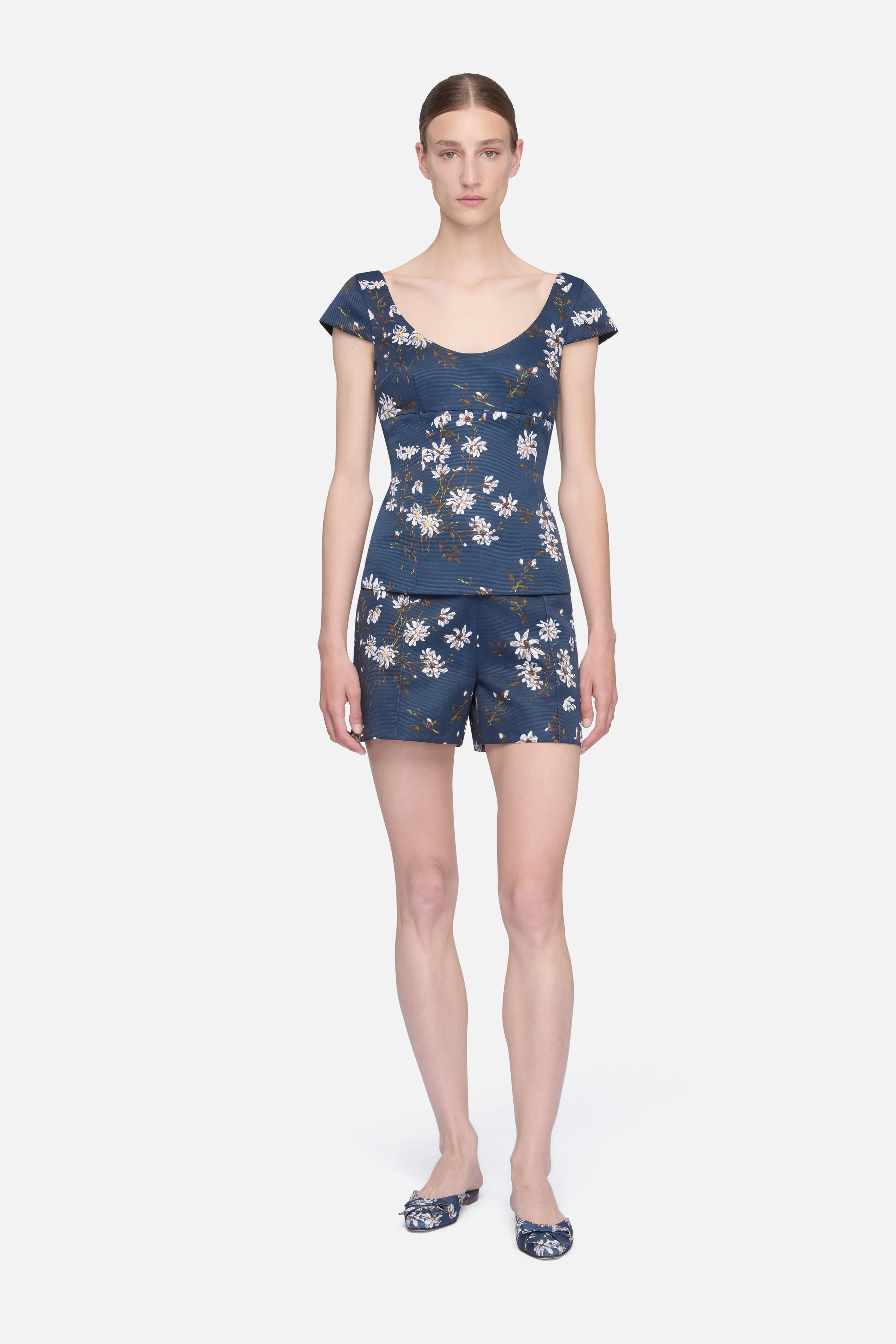Aubriella Top in Midnight Magnolia Taffeta Faille - Image 2