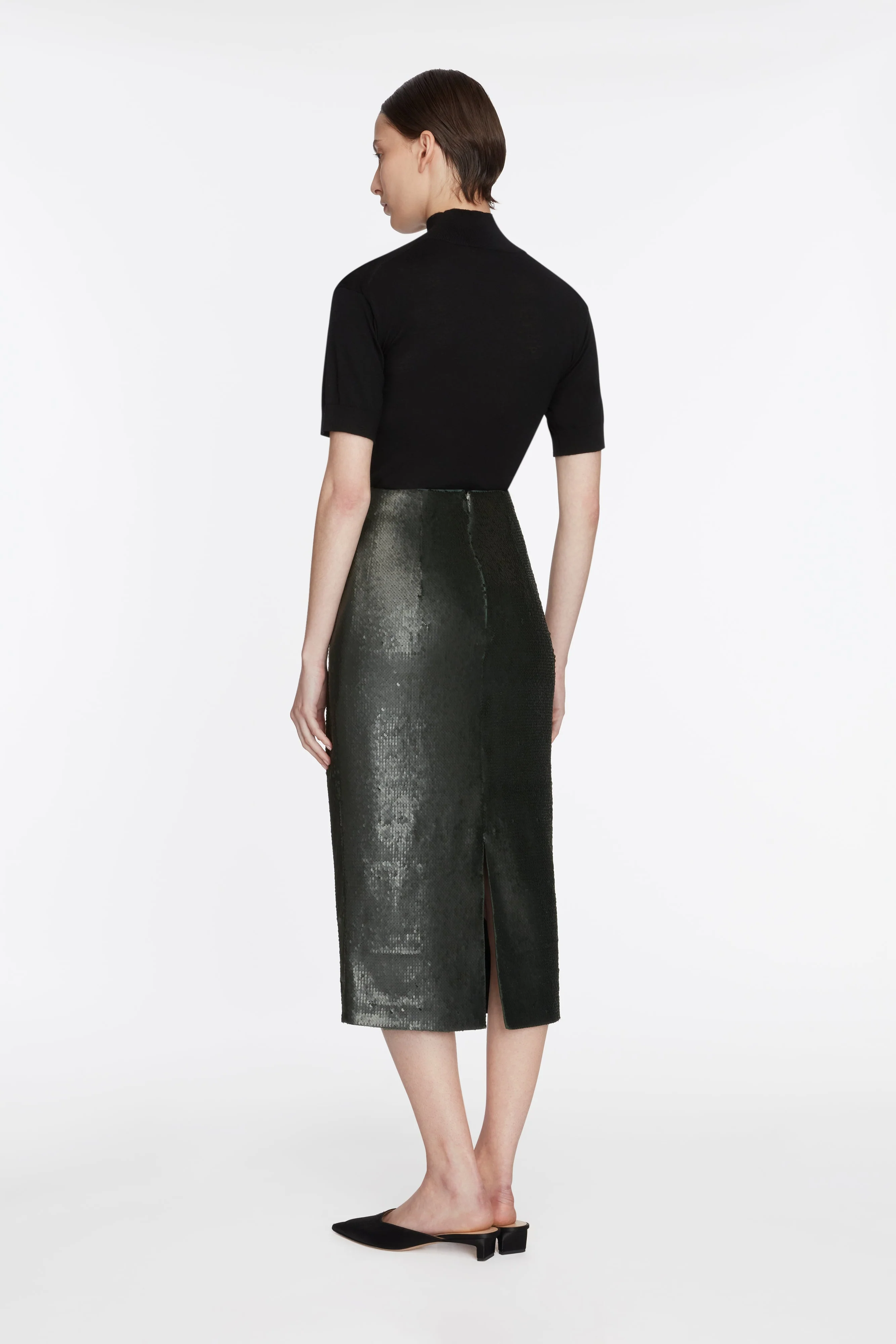 Bethan Skirt In Dark Green Sequin - Image 4