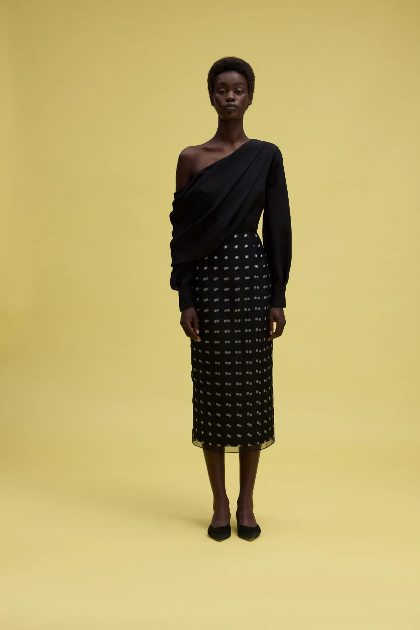 Bethan Skirt In Polka Dot Tafetta Faille & Organza - Image 2