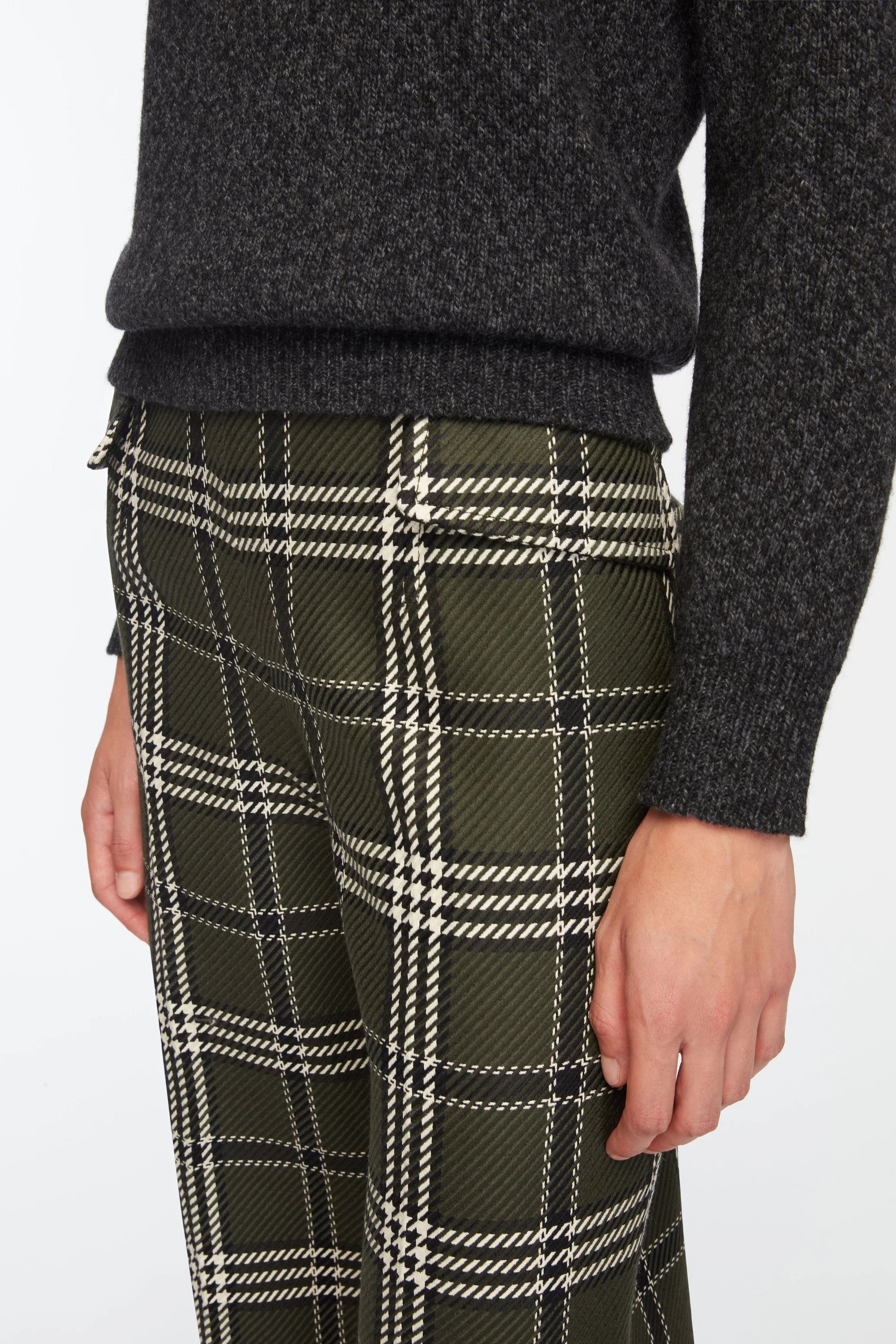 Briana Trousers In Military Green Shetland Tartan - Image 4