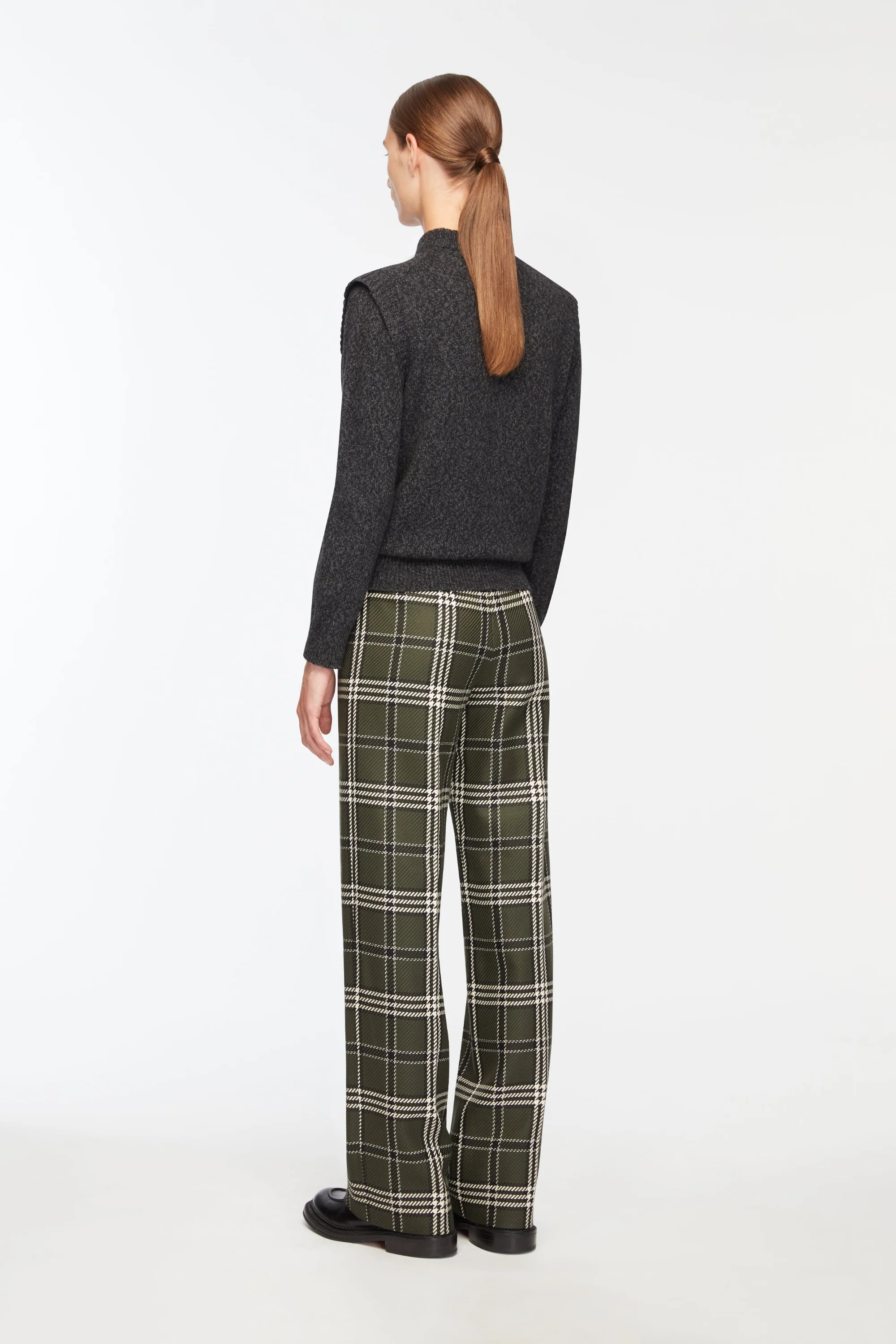 Briana Trousers In Military Green Shetland Tartan - Image 5