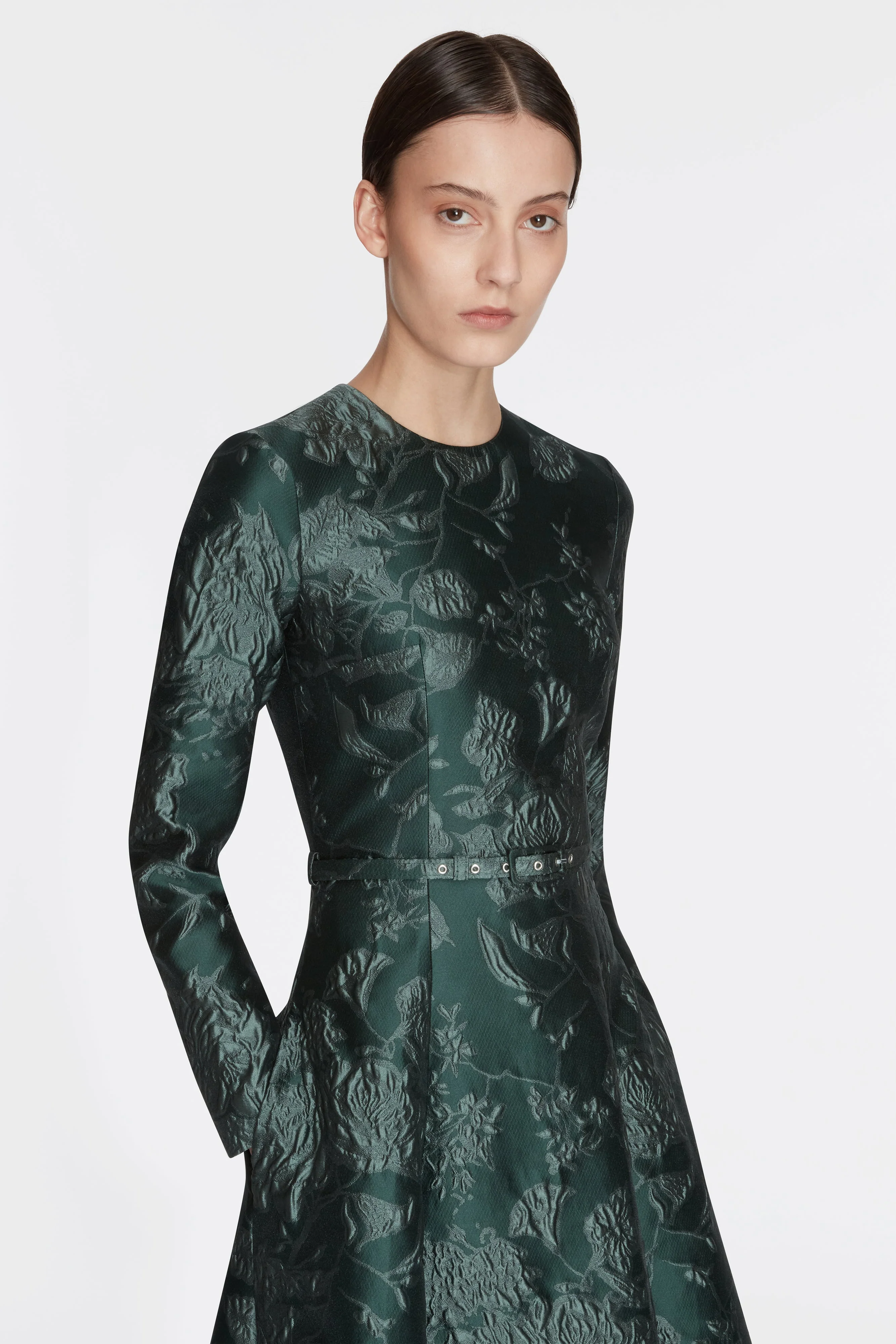Capucine Dress In Dark Green Graphic Floral - Image 3