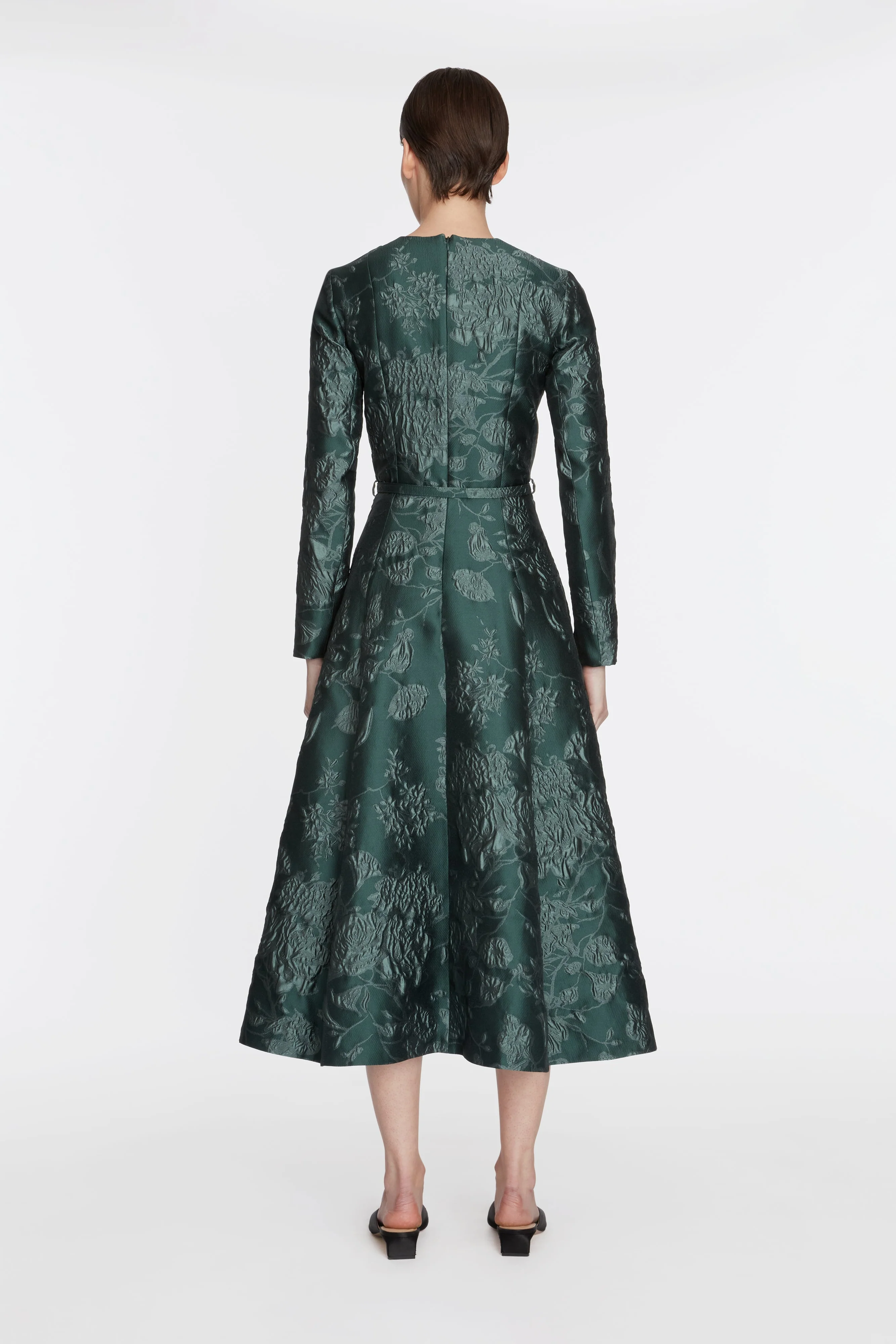 Capucine Dress In Dark Green Graphic Floral - Image 4