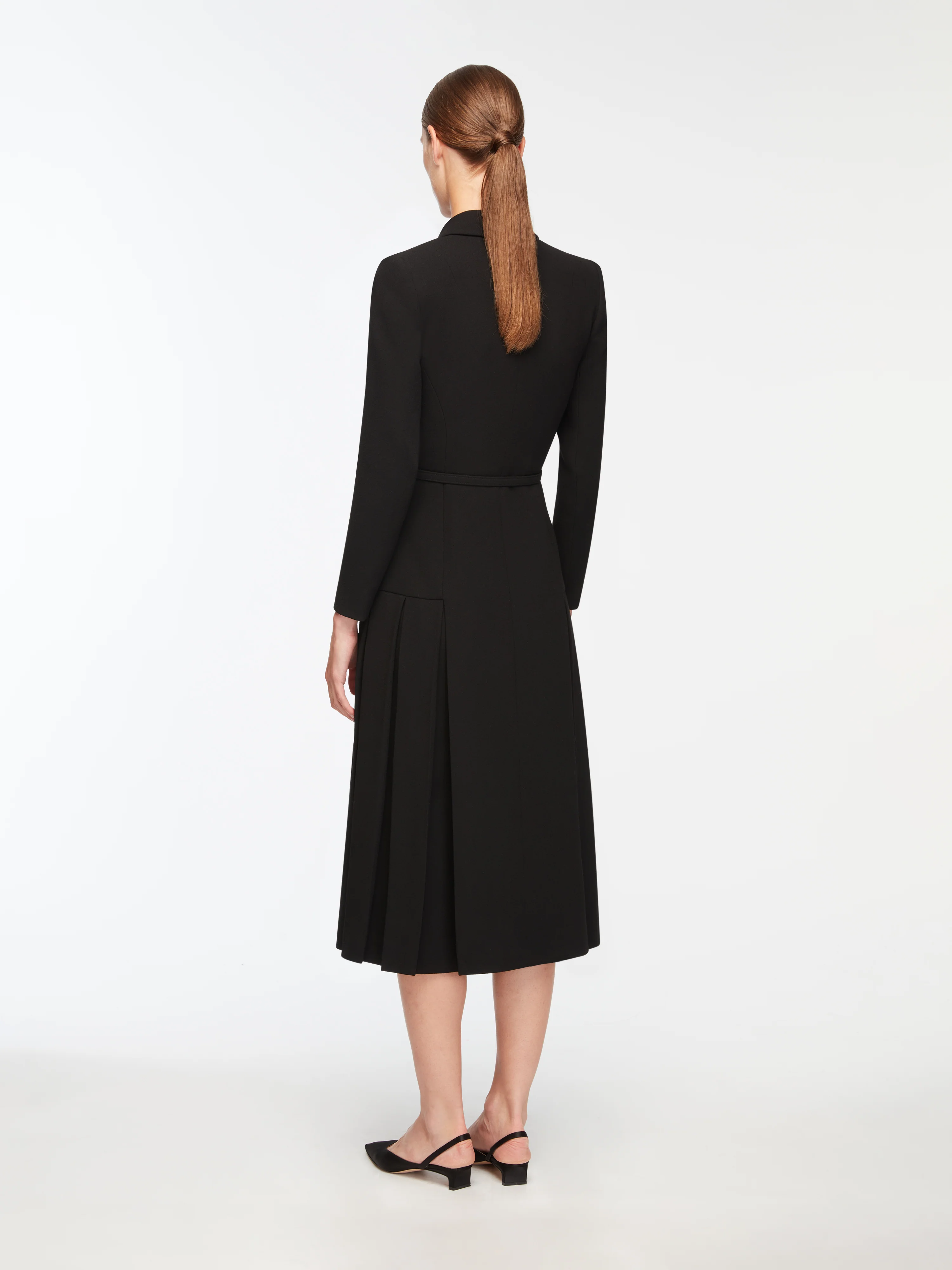 Chaney Dress in Black Single Wool Crepe - Image 4
