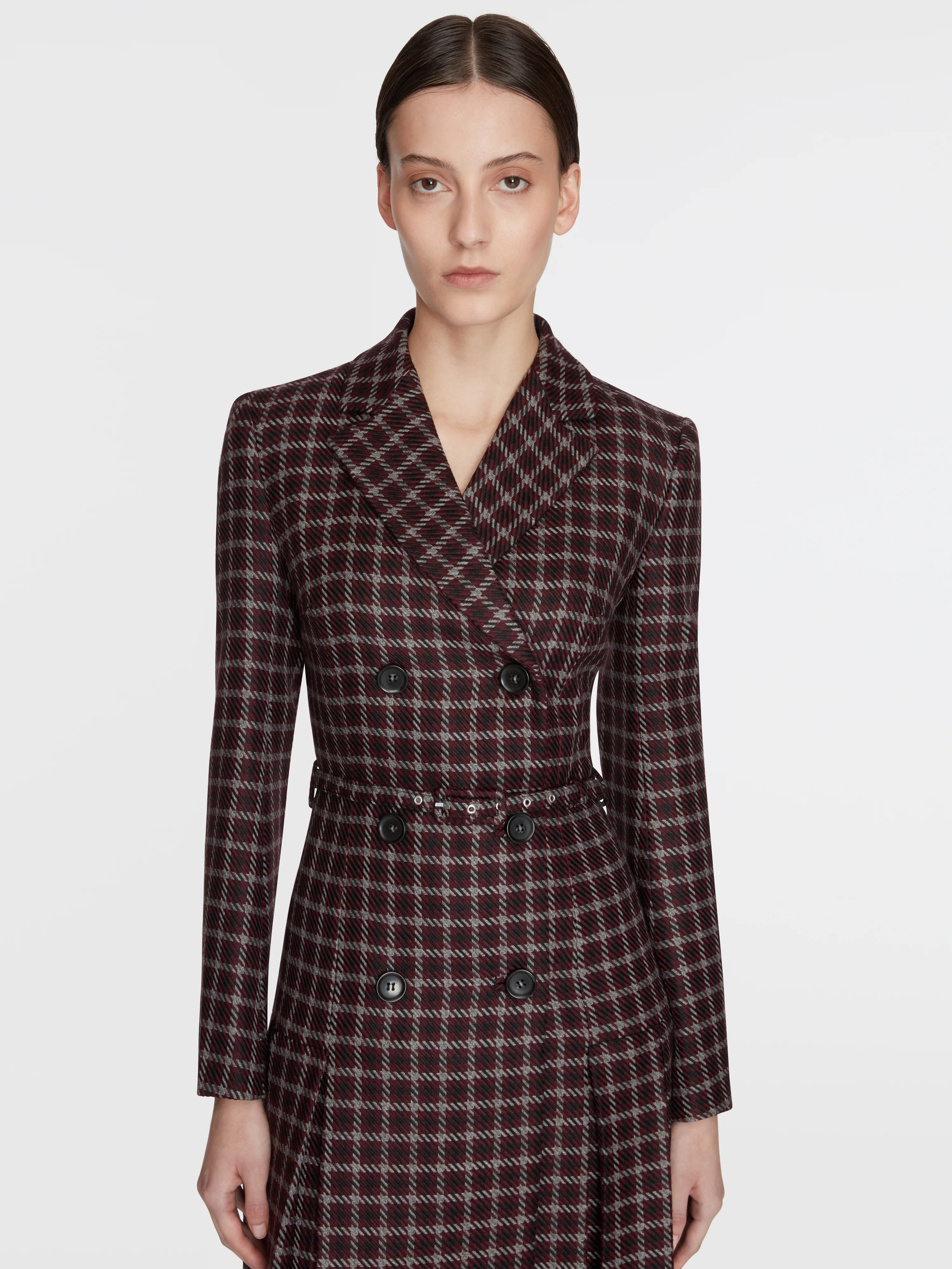 Chaney Dress In Red & Black Shetland Houndstooth - Image 3