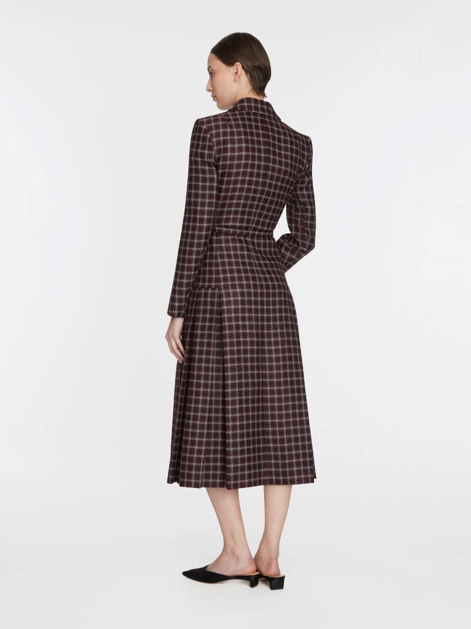 Chaney Dress In Red & Black Shetland Houndstooth - Image 4