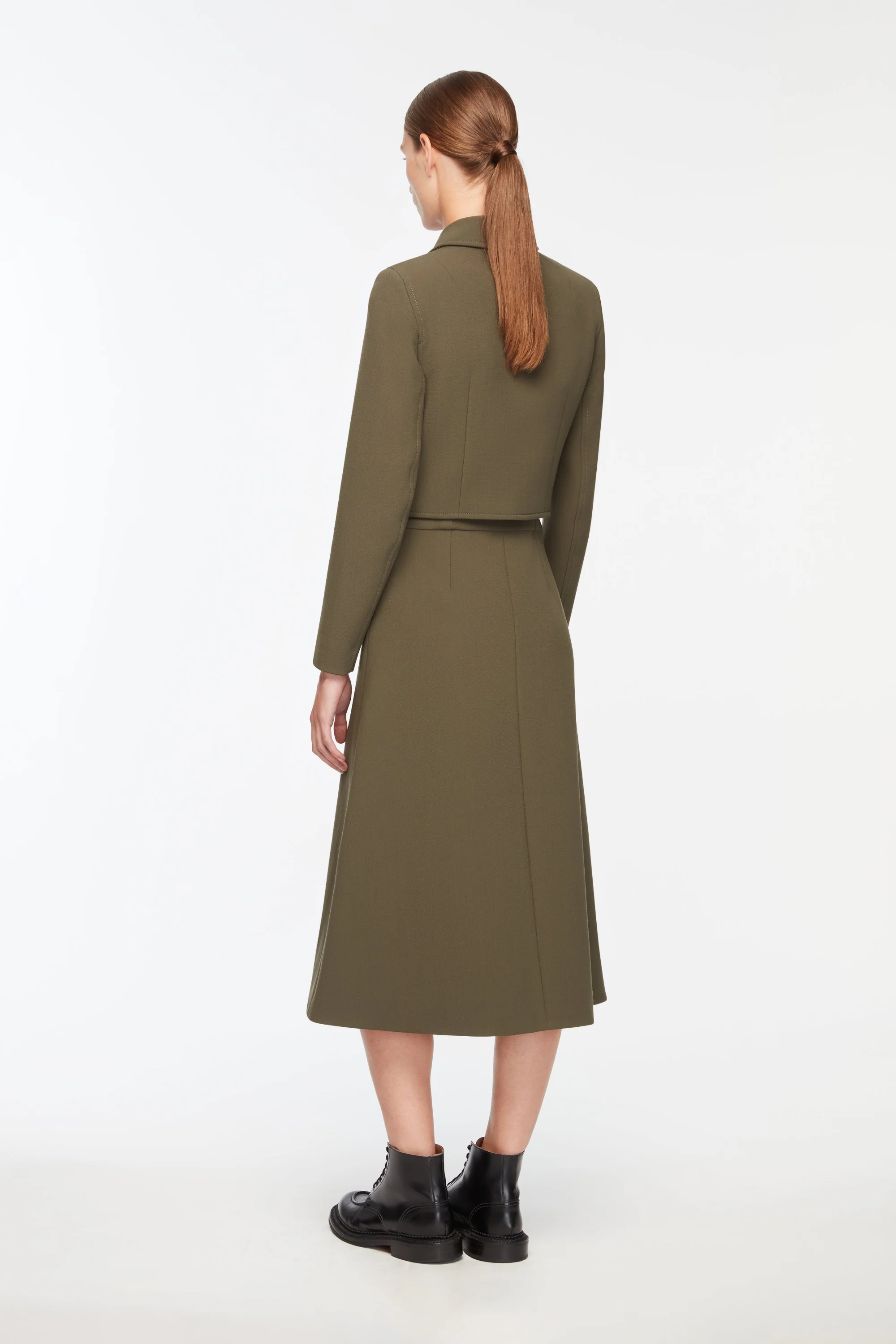 Chapel Jacket in Military Green Birdseye Suiting - Image 4