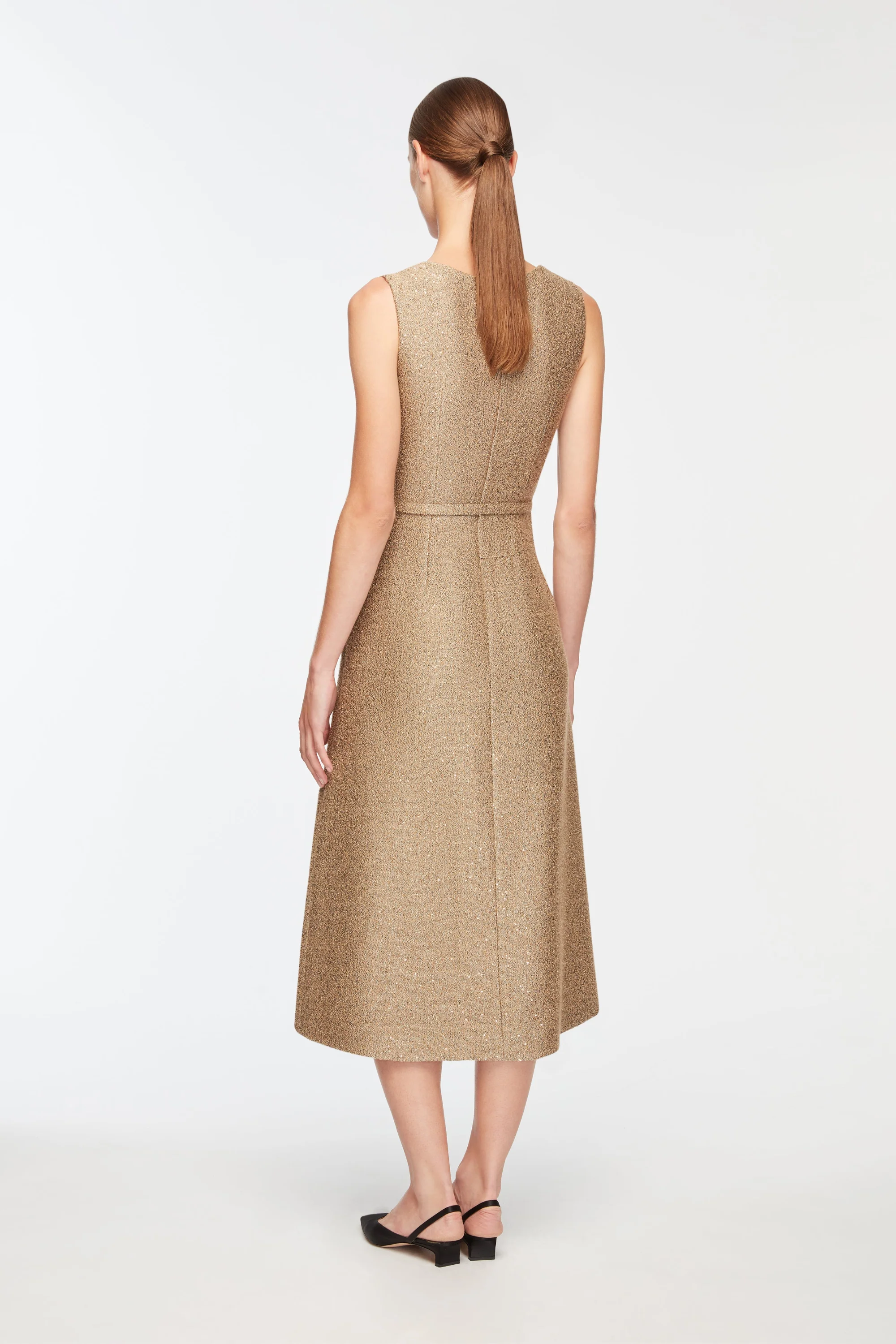 Ciro Dress In Gold Sequin Tweed - Image 4