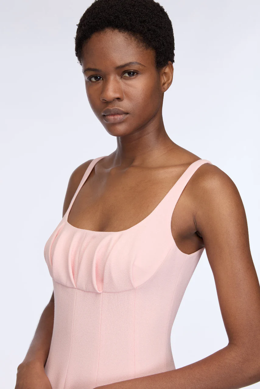 Collins Dress in Light Pink Single Wool Crepe - Image 4