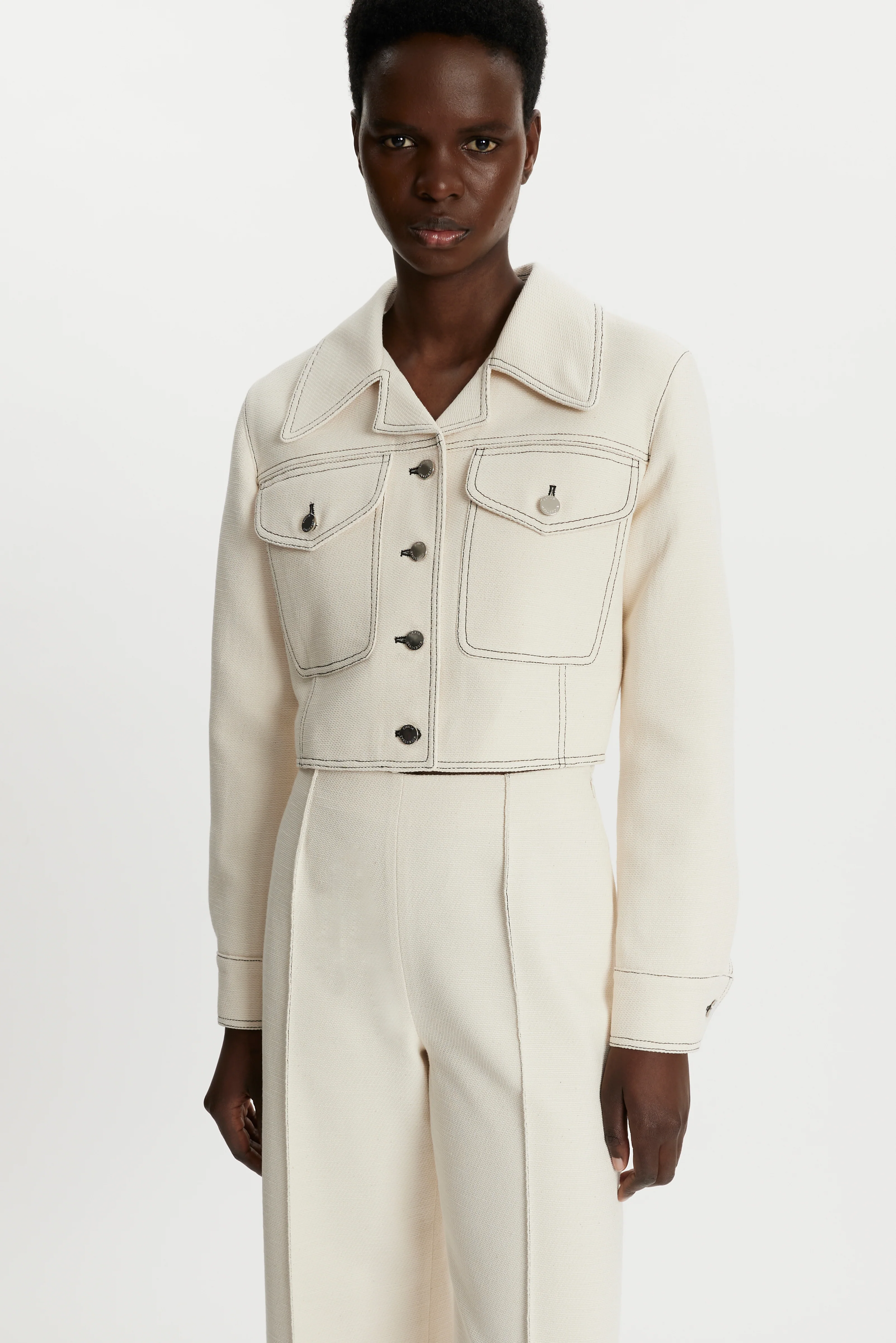 Daffy Trouser In Ivory Denim - Image 4