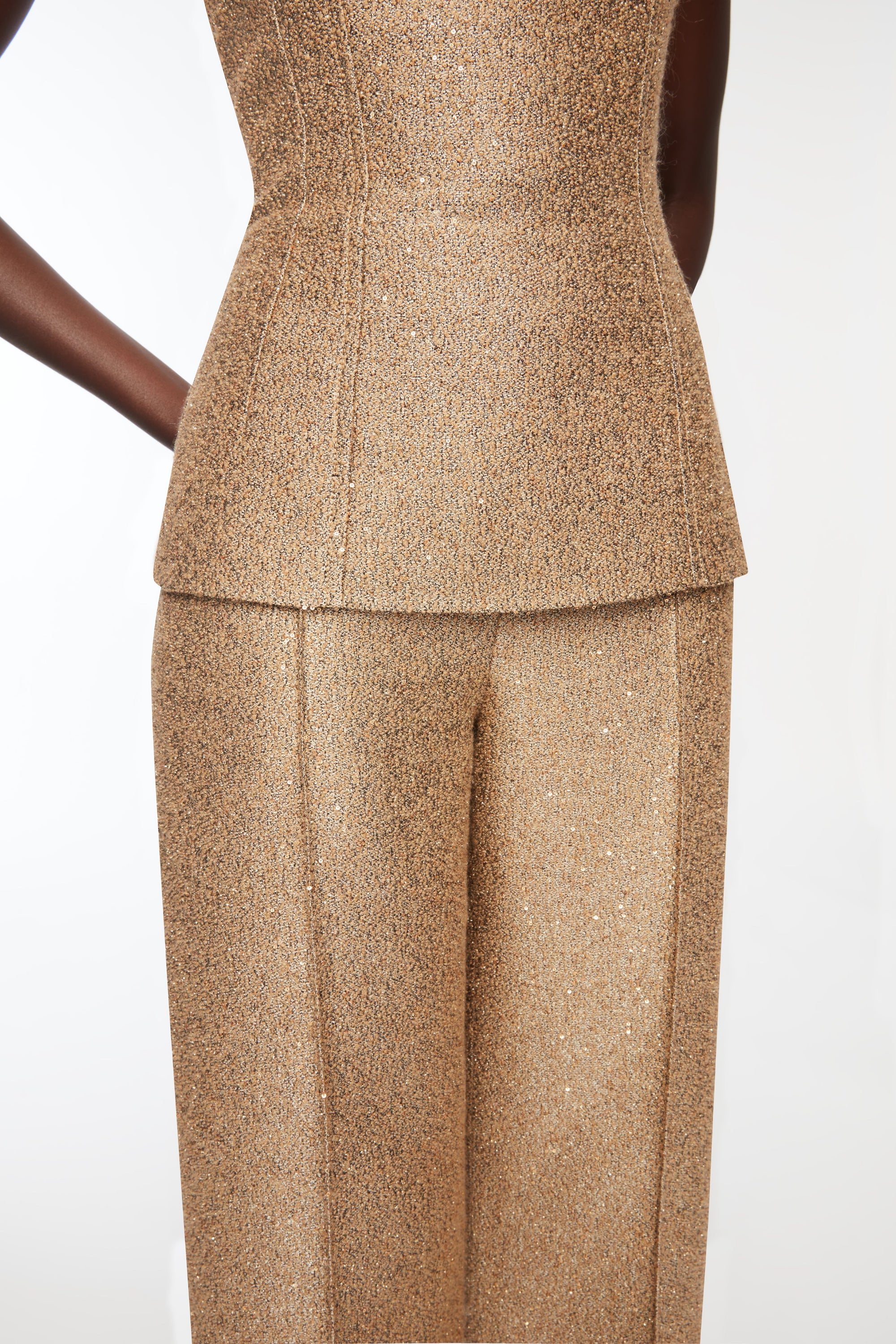 Daffy Trousers In Gold Sequin Tweed - Image 3