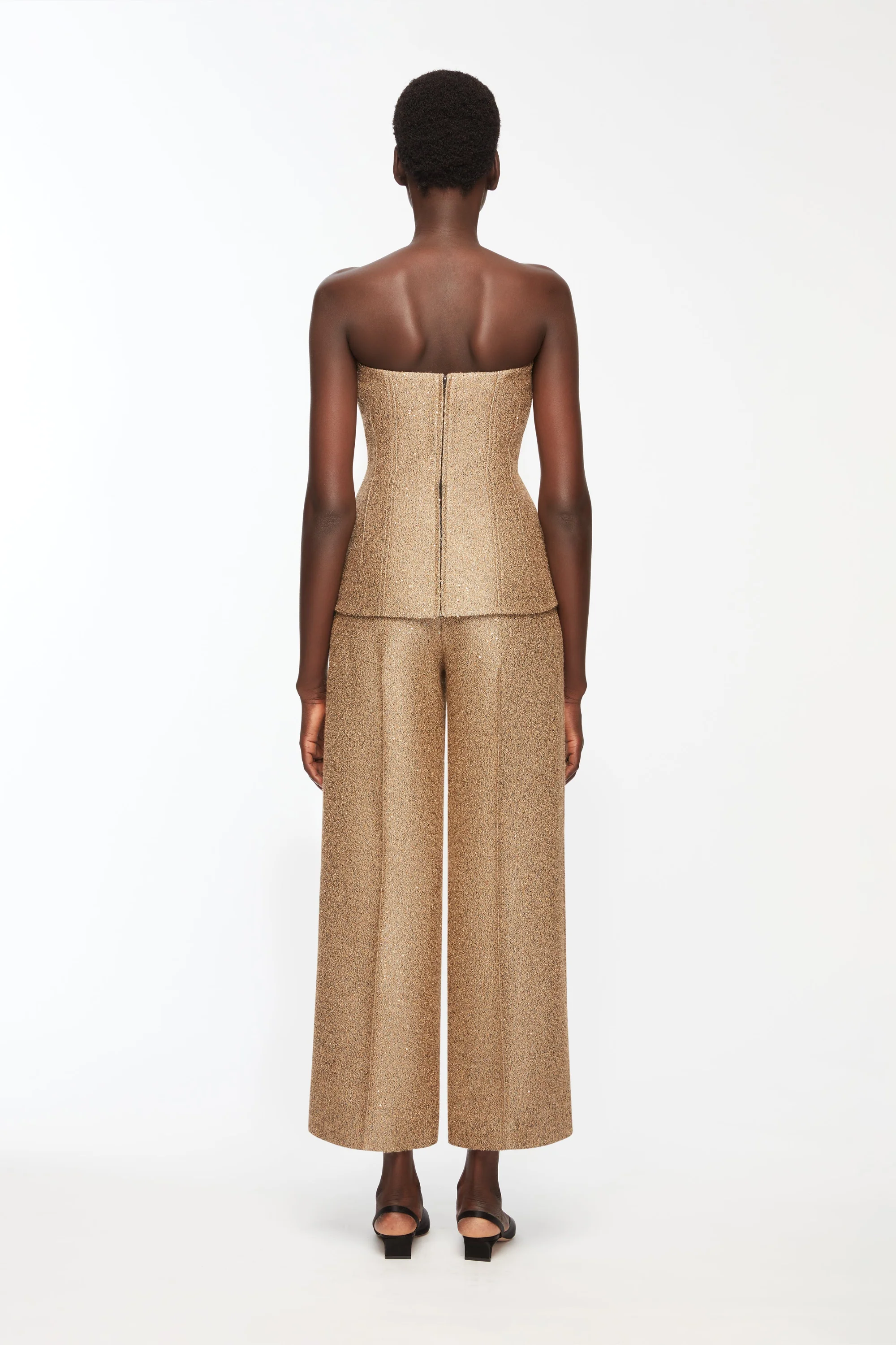Daffy Trousers In Gold Sequin Tweed - Image 4