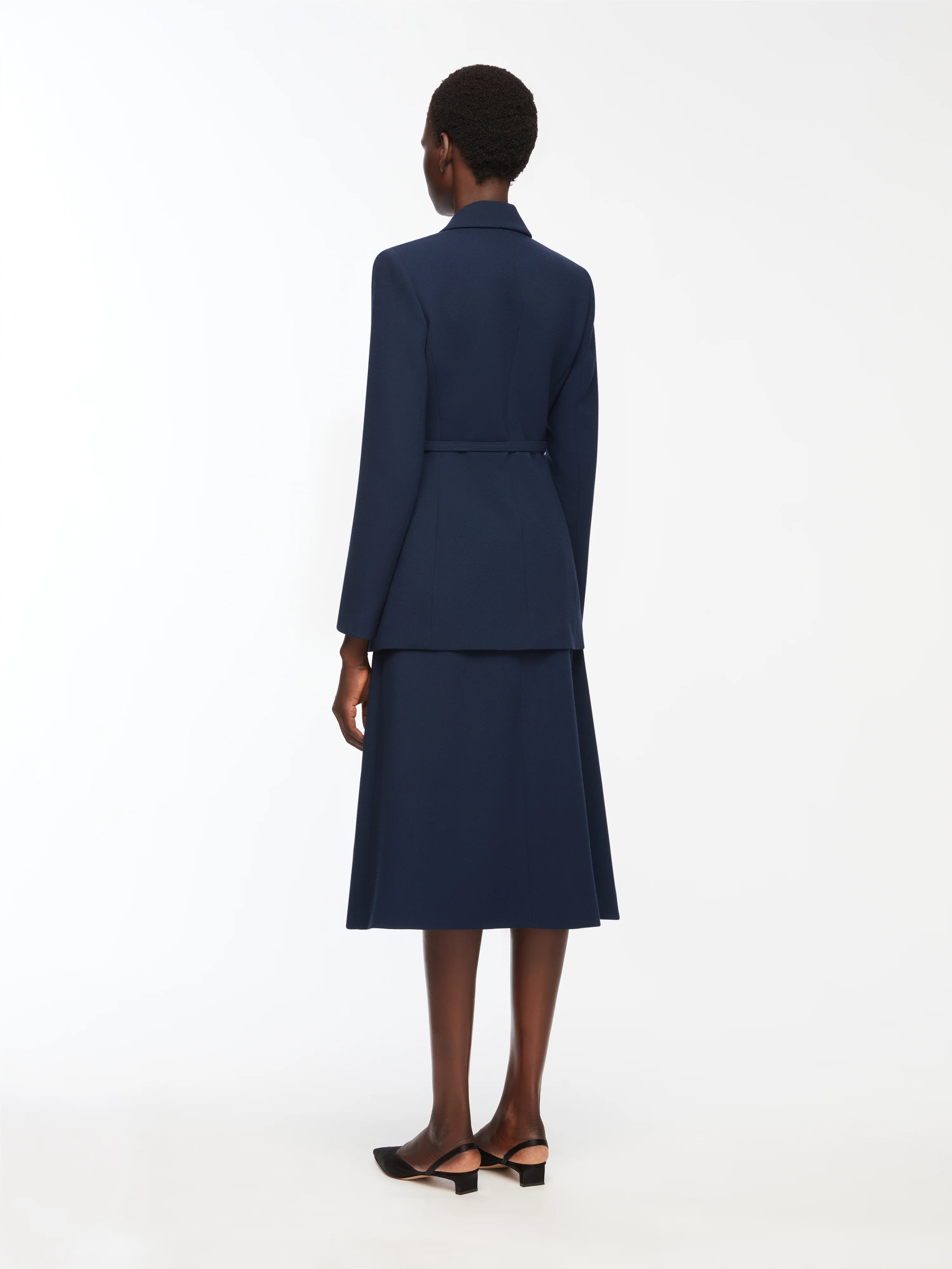Danya Jacket in Navy Single Wool Crepe - Image 4
