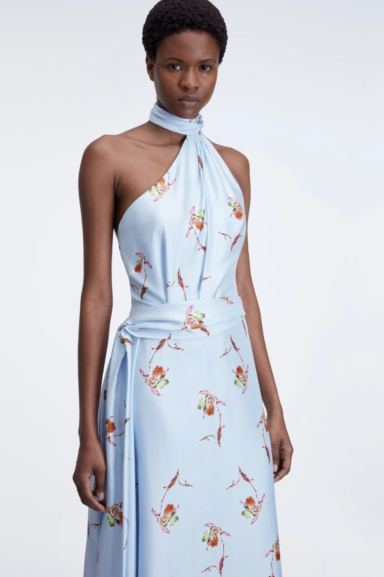 Desde Dress In Blue Lily Silk Twill - Image 4