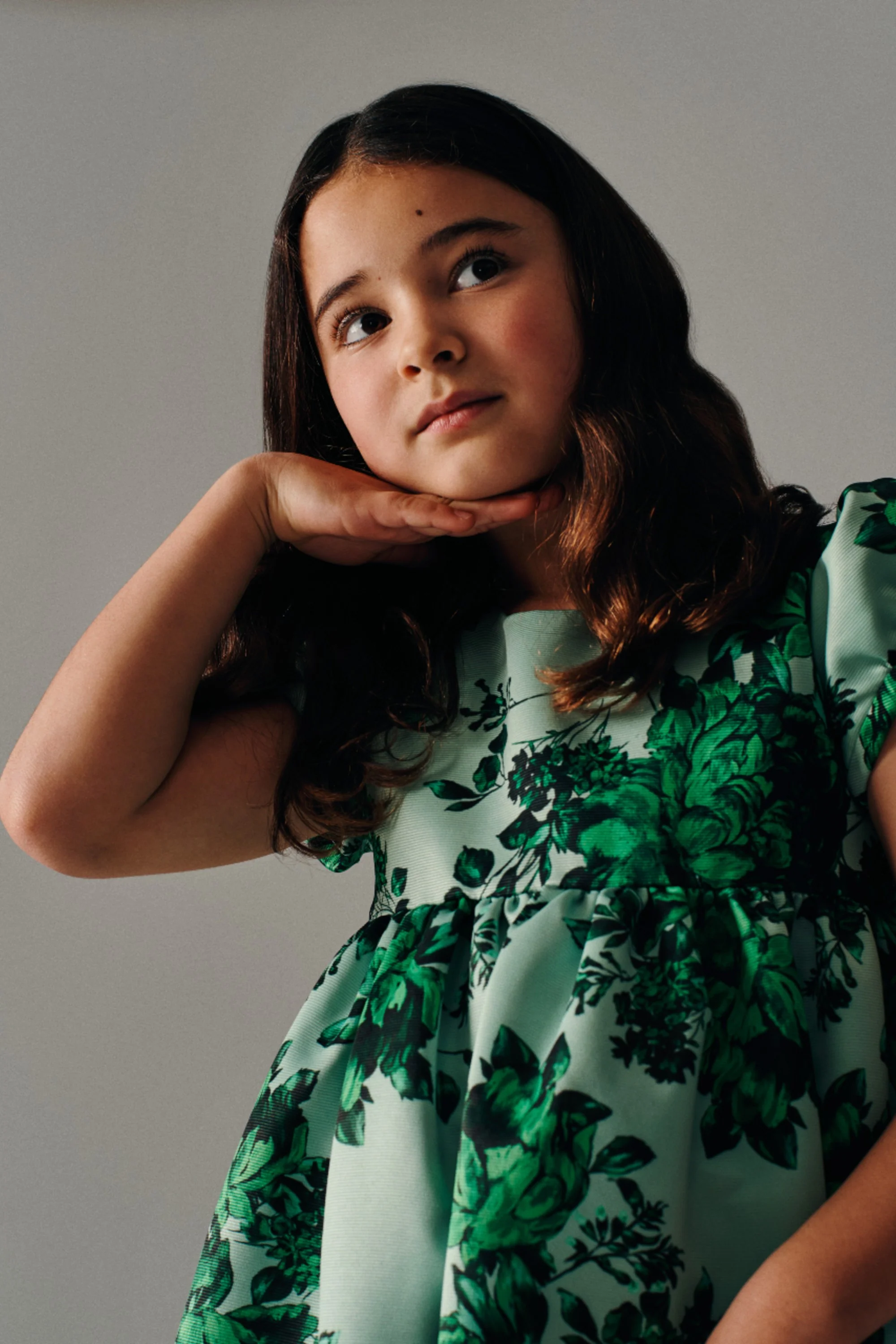 Dorothy Dress In Green Festive Bouquet Taffeta Faille - Image 3