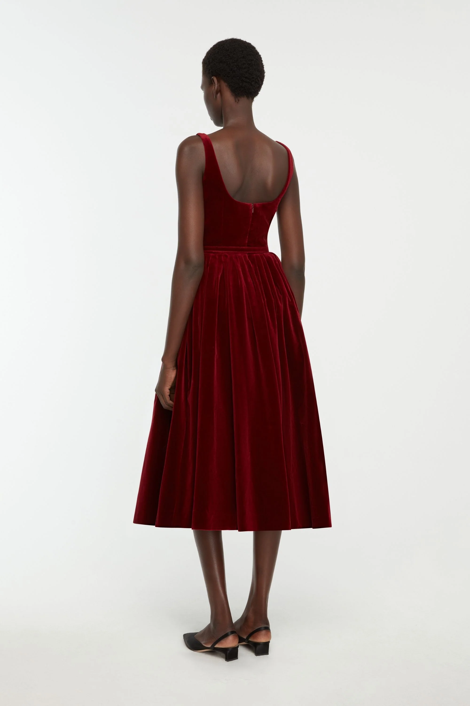 Eagle Dress In Burgundy Wind Velvet - Image 3