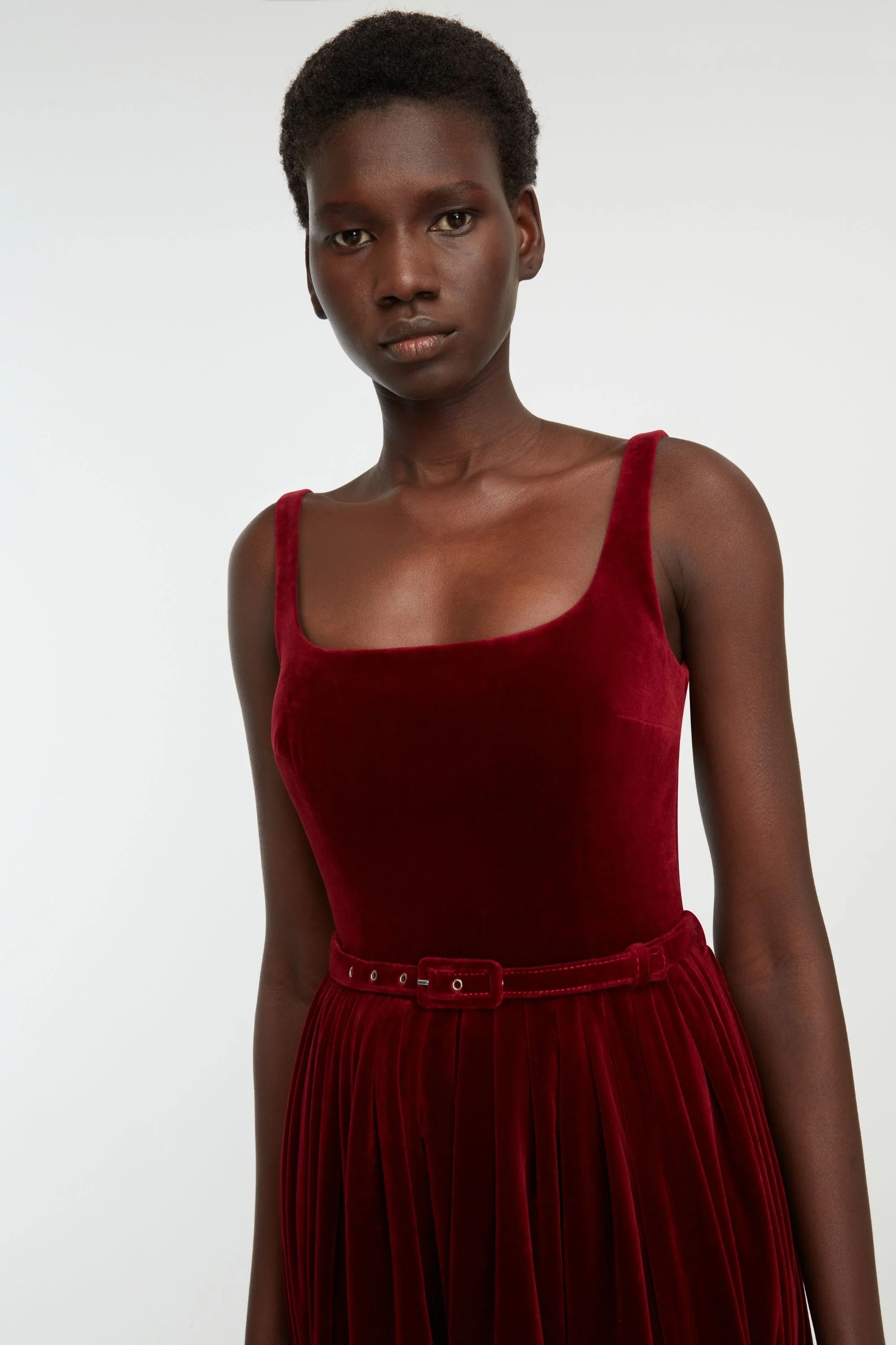 Eagle Dress In Burgundy Wind Velvet - Image 4