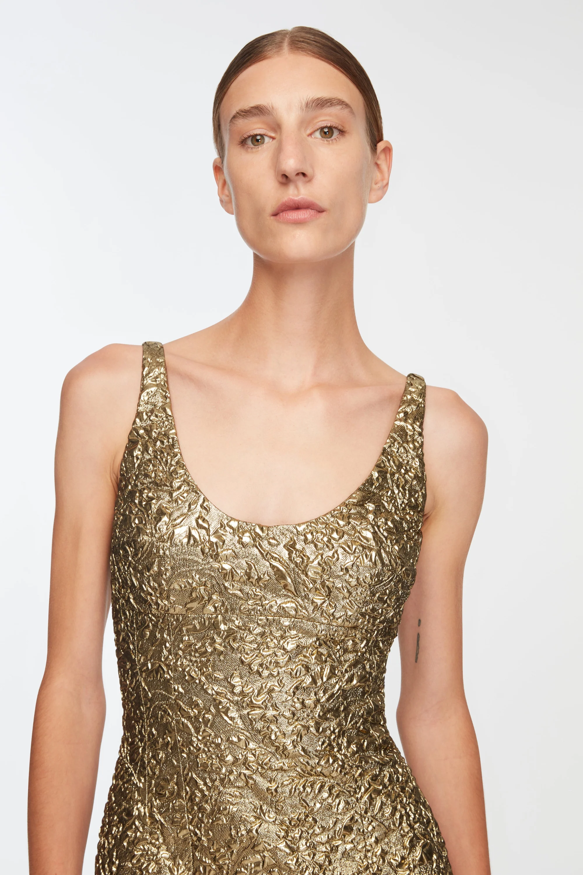 Einna Dress In Gold Double Warp Floral - Image 4