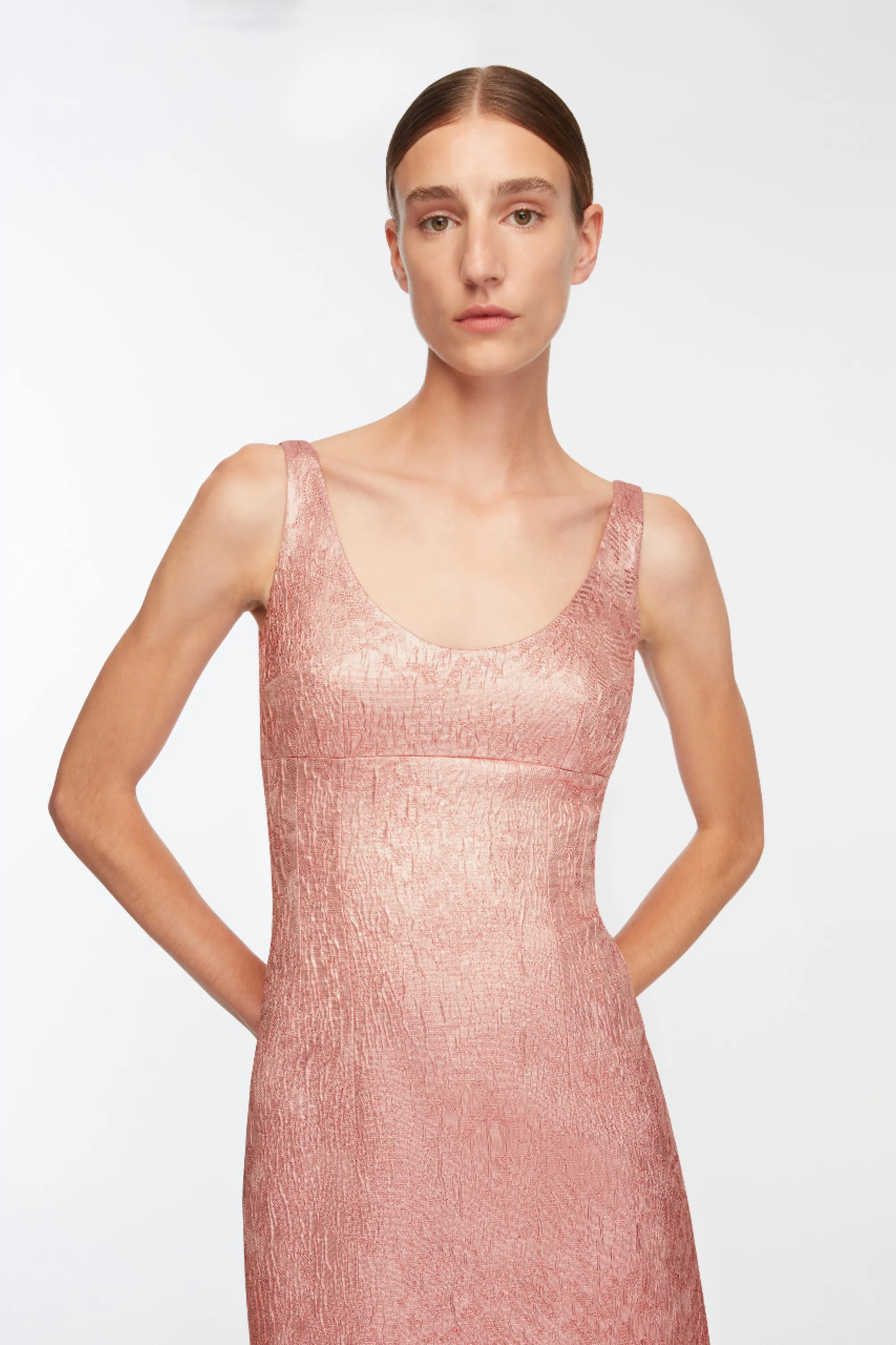Einna Dress In Pink Metallic Cloque - Image 3
