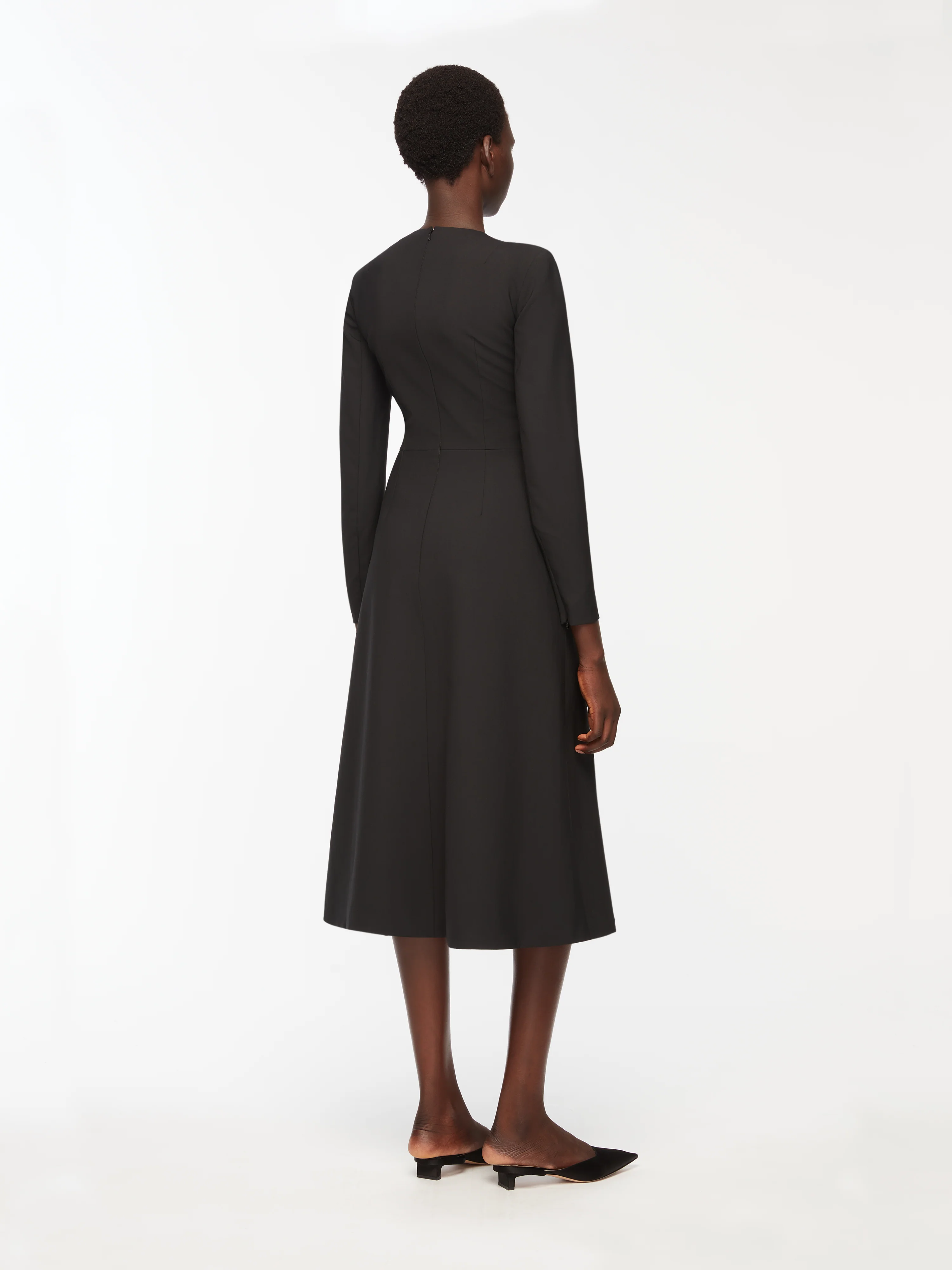 Elta Dress in Black Summer Wool - Image 3