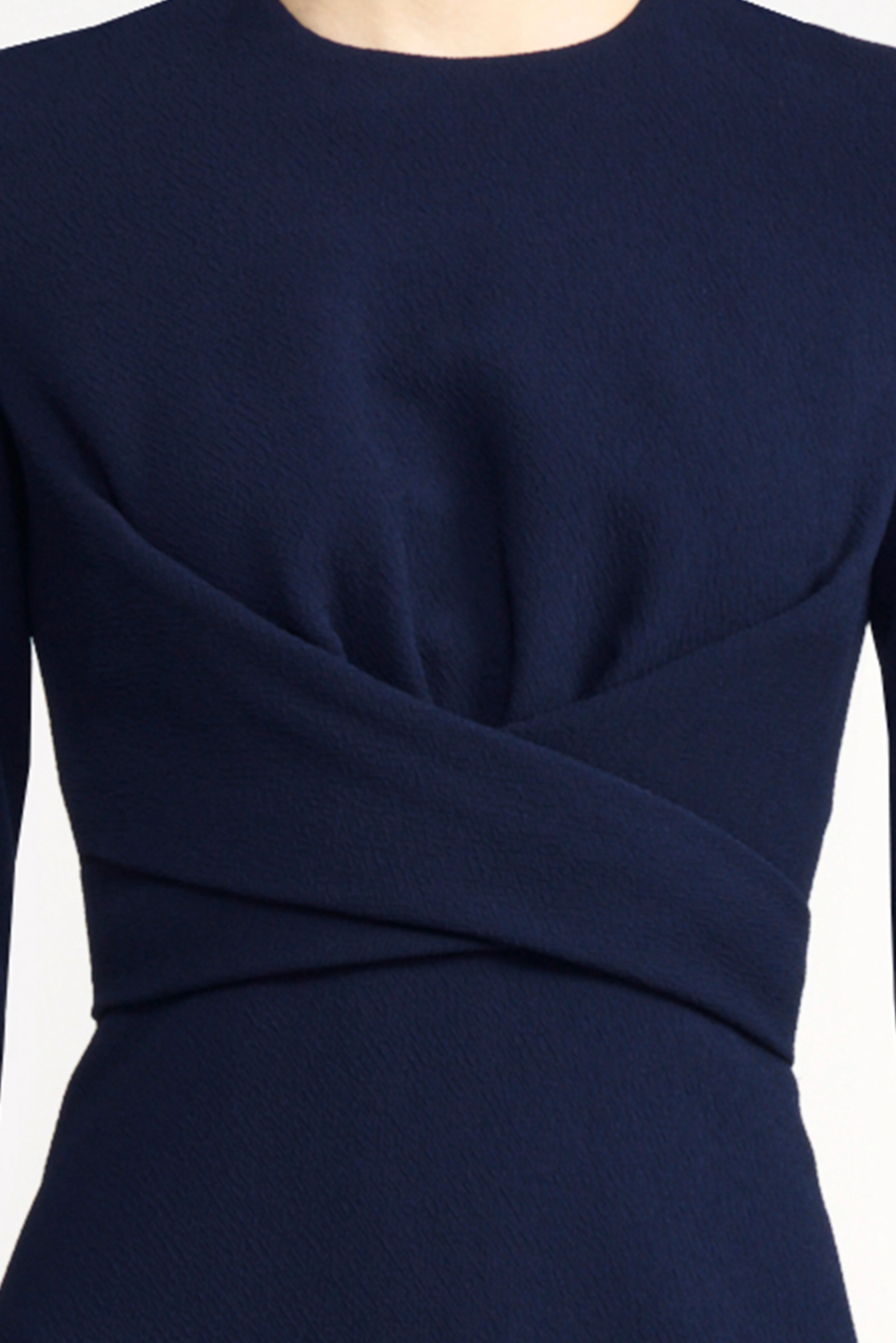 Elta Wrap-Effect Dress in Midnight Double Crepe - Image 5