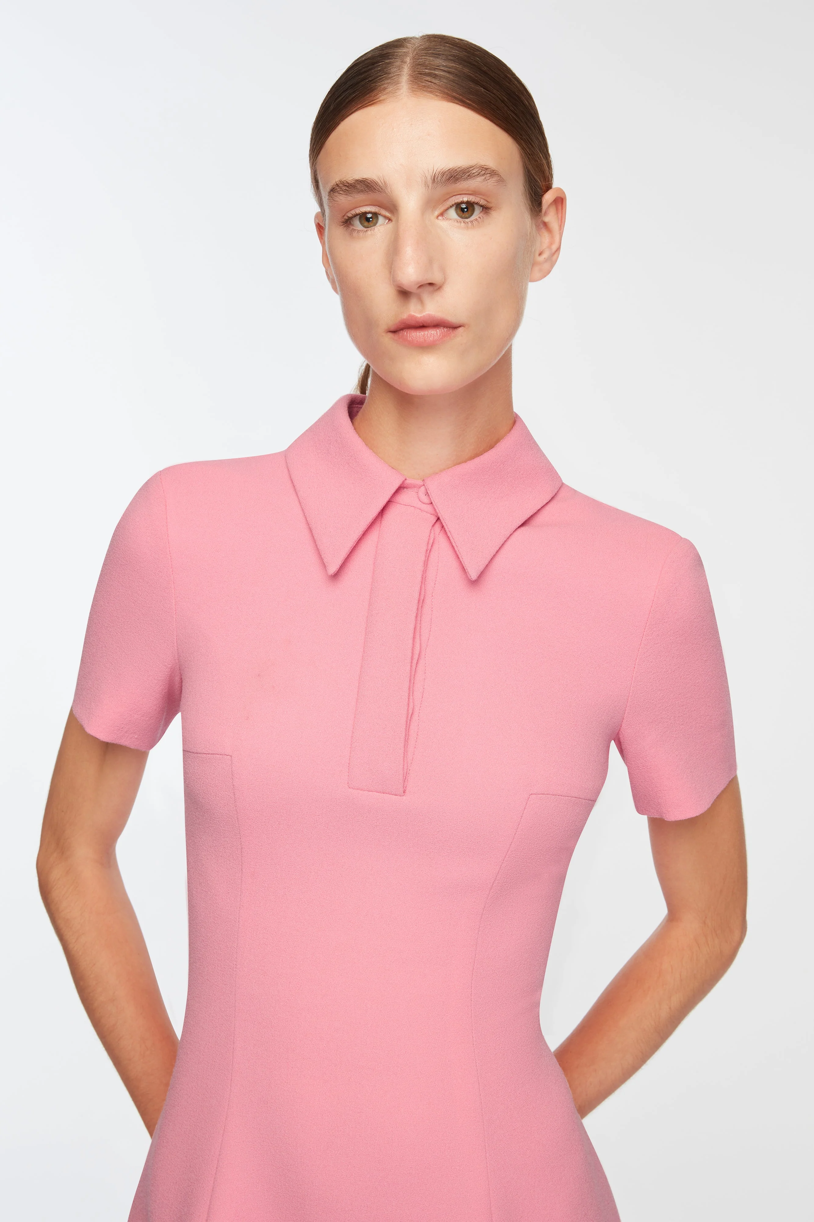 Feliciana Dress In Pink Sorbet Single Wool Crepe - Image 3
