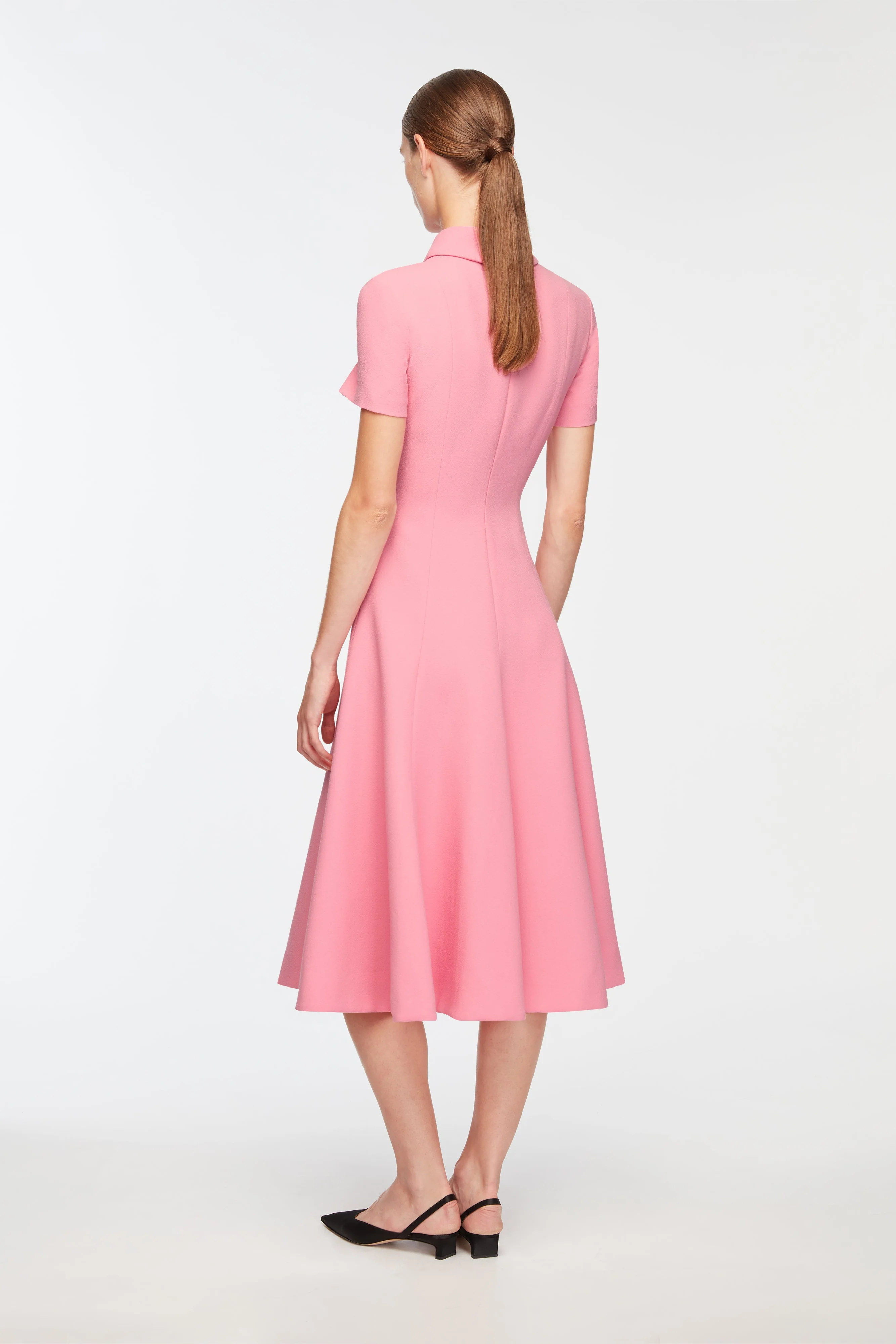 Feliciana Dress In Pink Sorbet Single Wool Crepe - Image 4