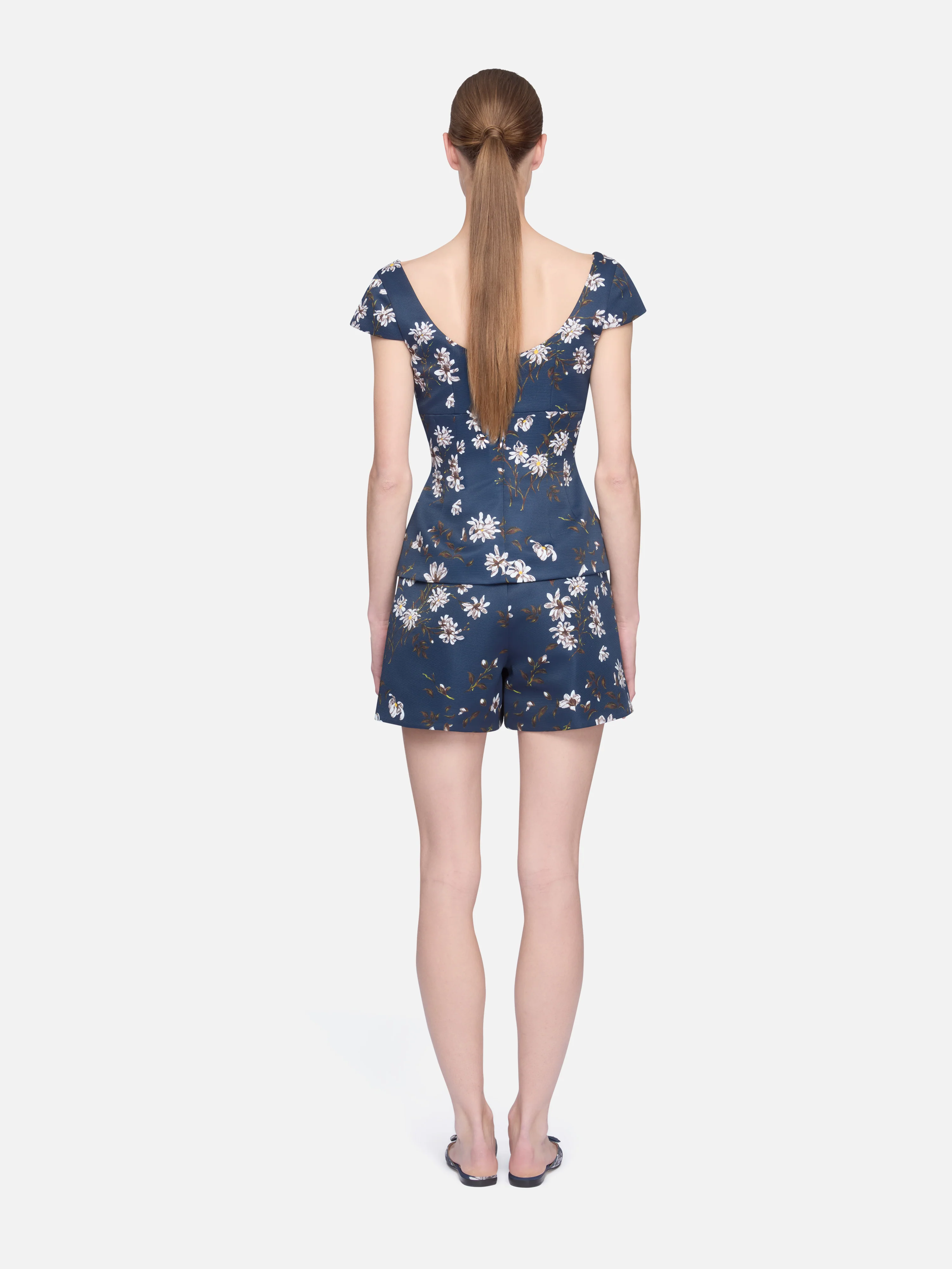 Friar Shorts in Midnight Magnolia Taffeta Faille - Image 5