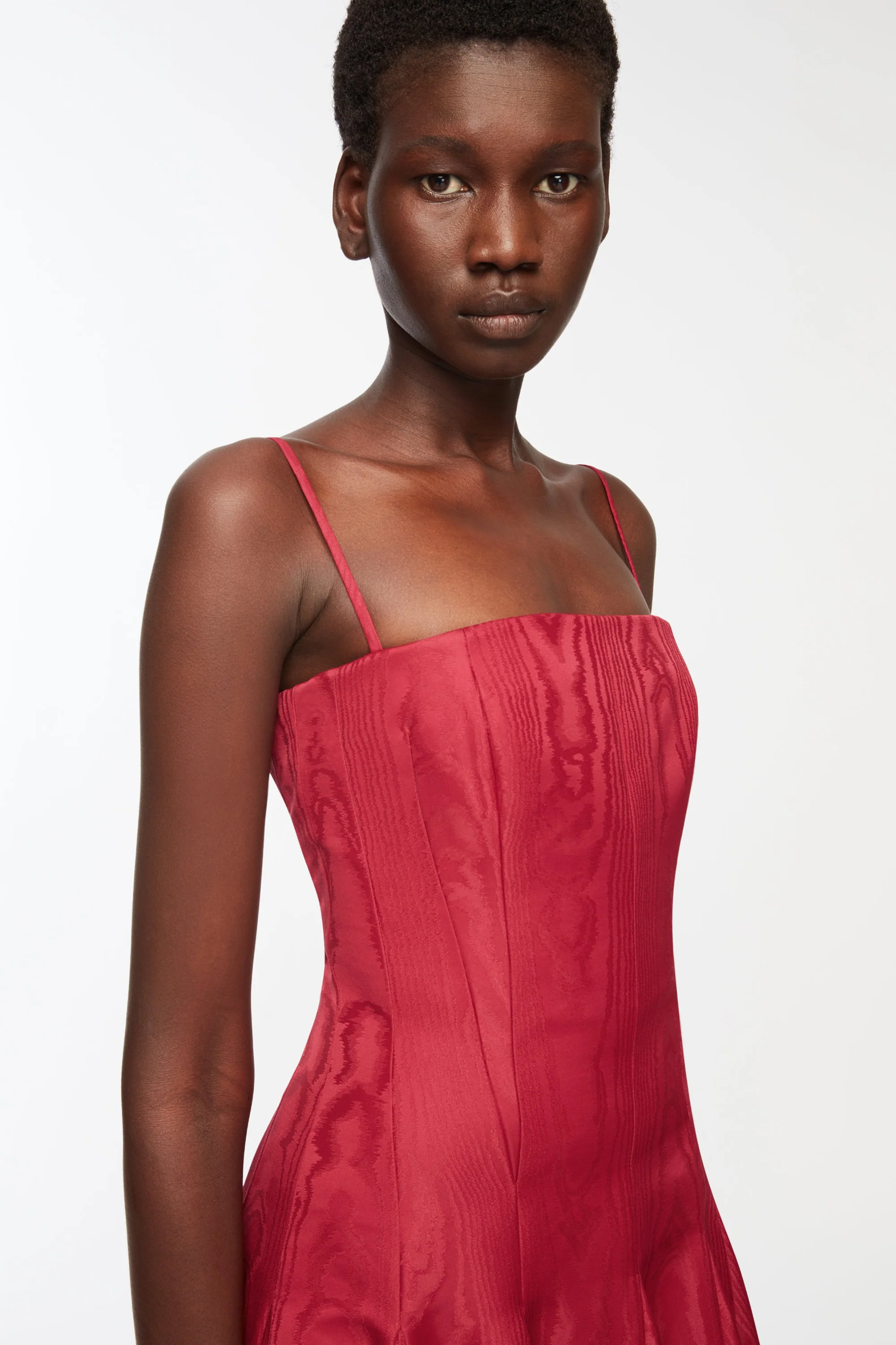 Gracia Dress In Red Moire Mikado - Image 3