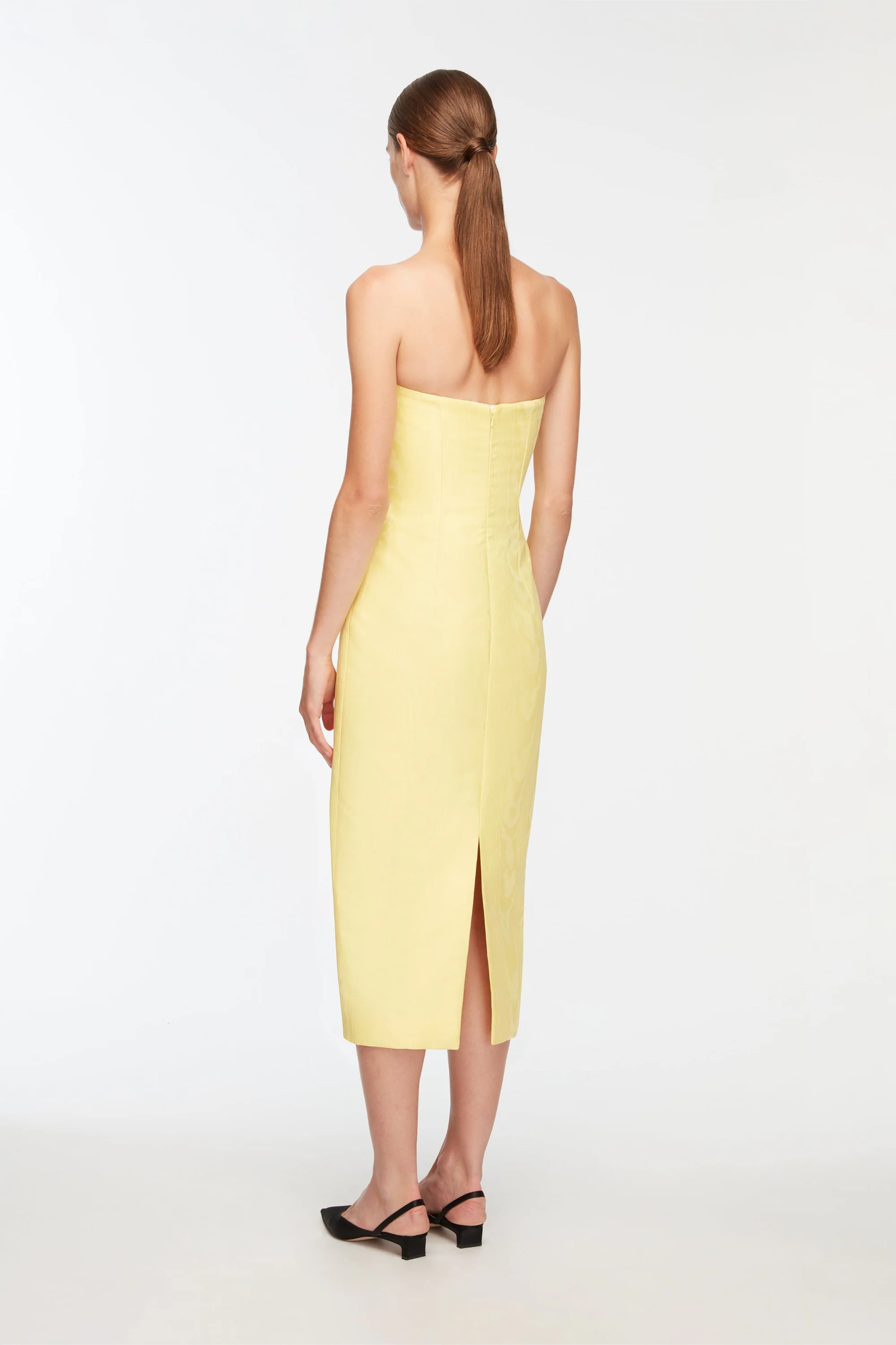 Hailee Dress In Lemon Moire Mikado - Image 5