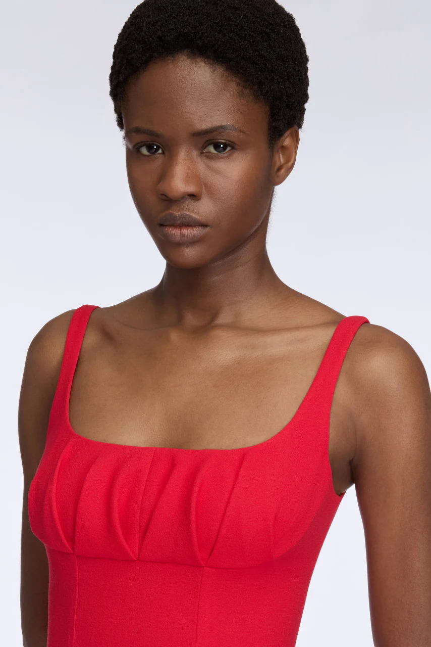 Jianna Dress in Red Single Wool Crepe - Image 4