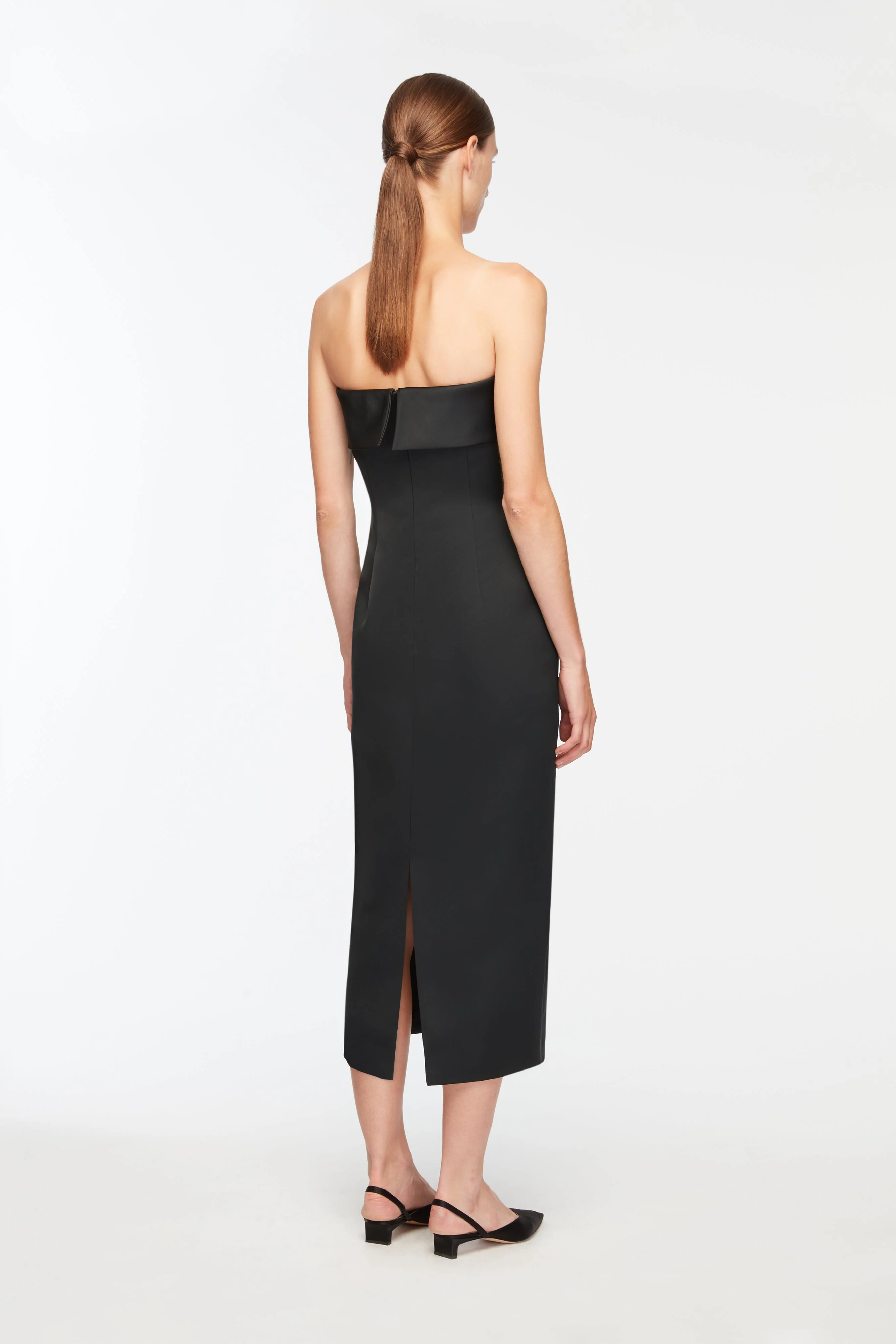 Keeley Dress in Black Duchess Satin - Image 4