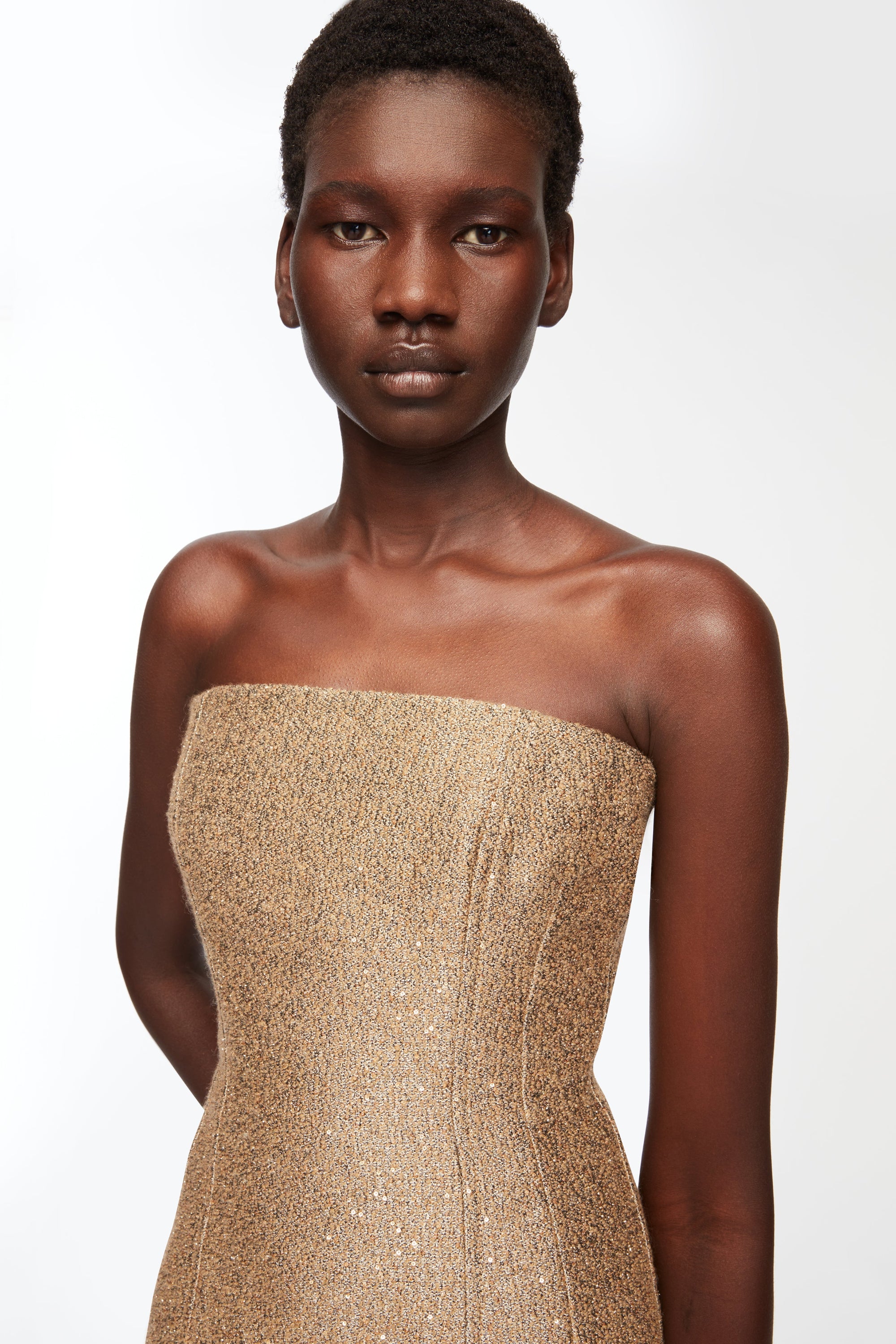 Kerina Top In Gold Sequin Tweed - Image 4
