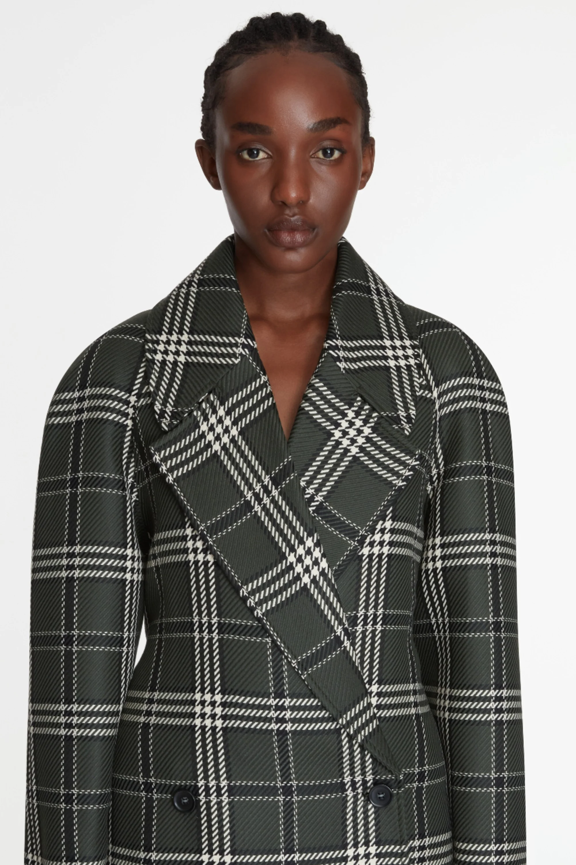 Lilabet Coat In Military Green Shetland Tartan - Image 4