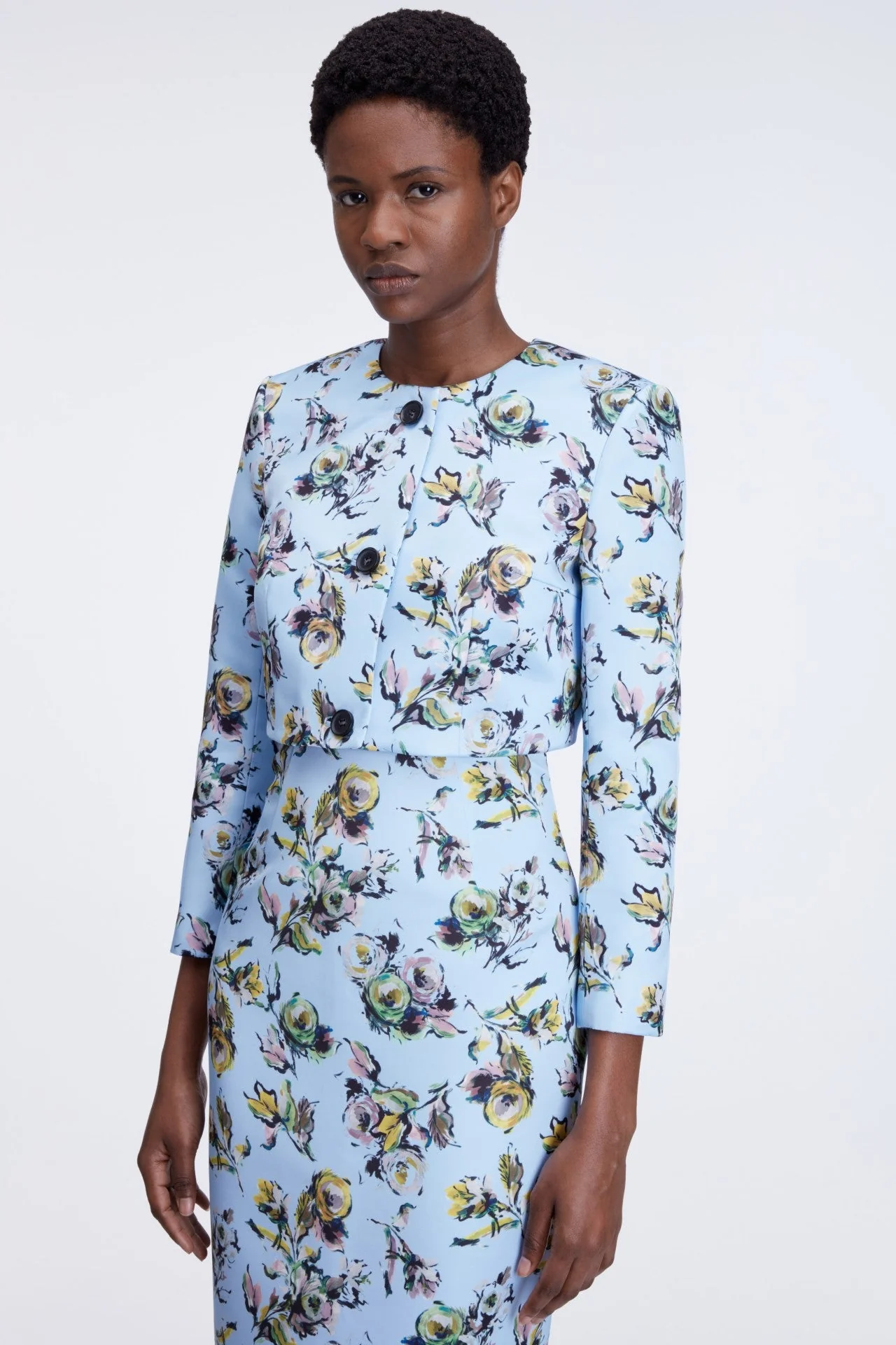 Lizette Jacket in Yellow & Green Floral Print Genzianella - Image 3