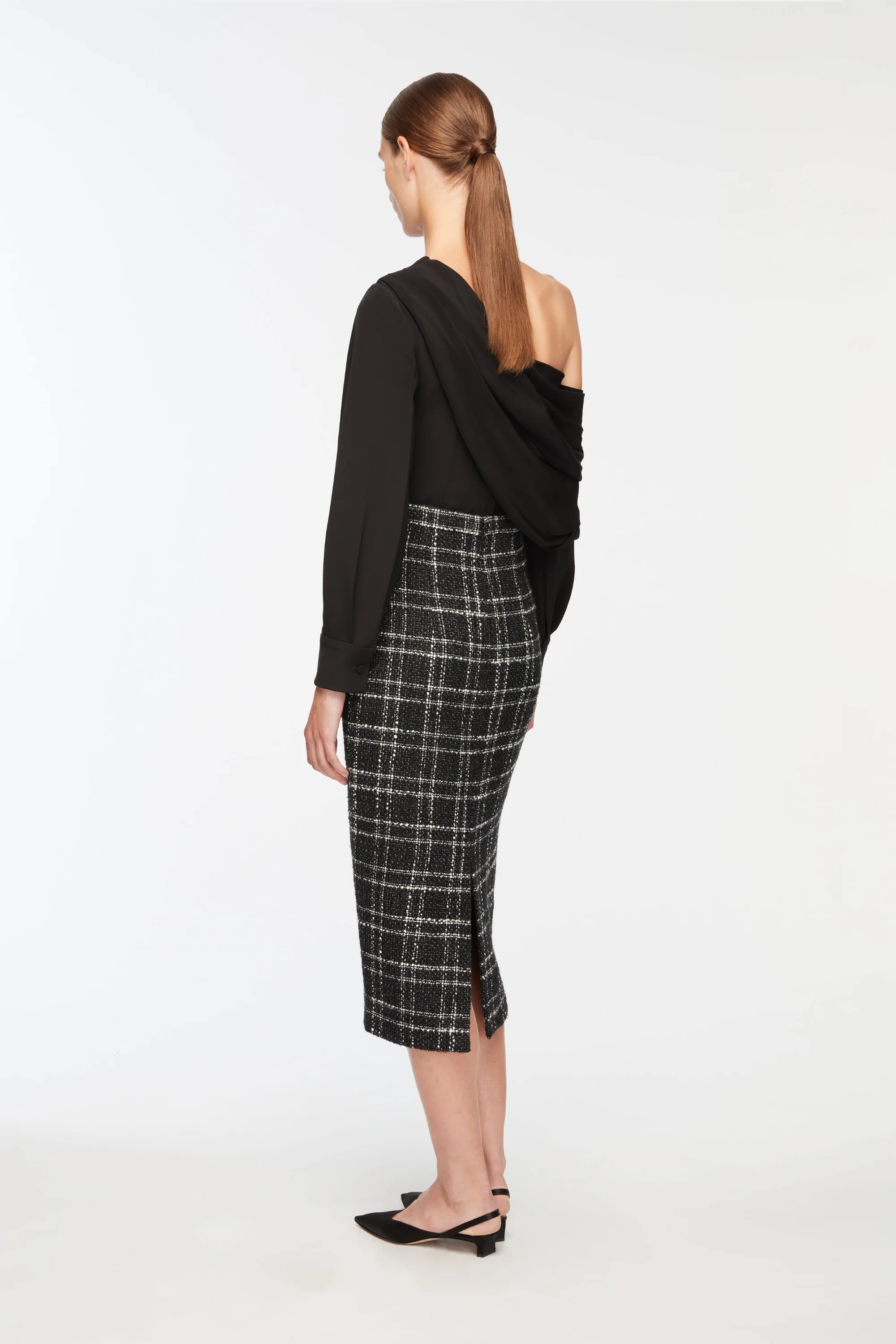 Lorelei Skirt In White Check On Grey Check Boucle - Image 4