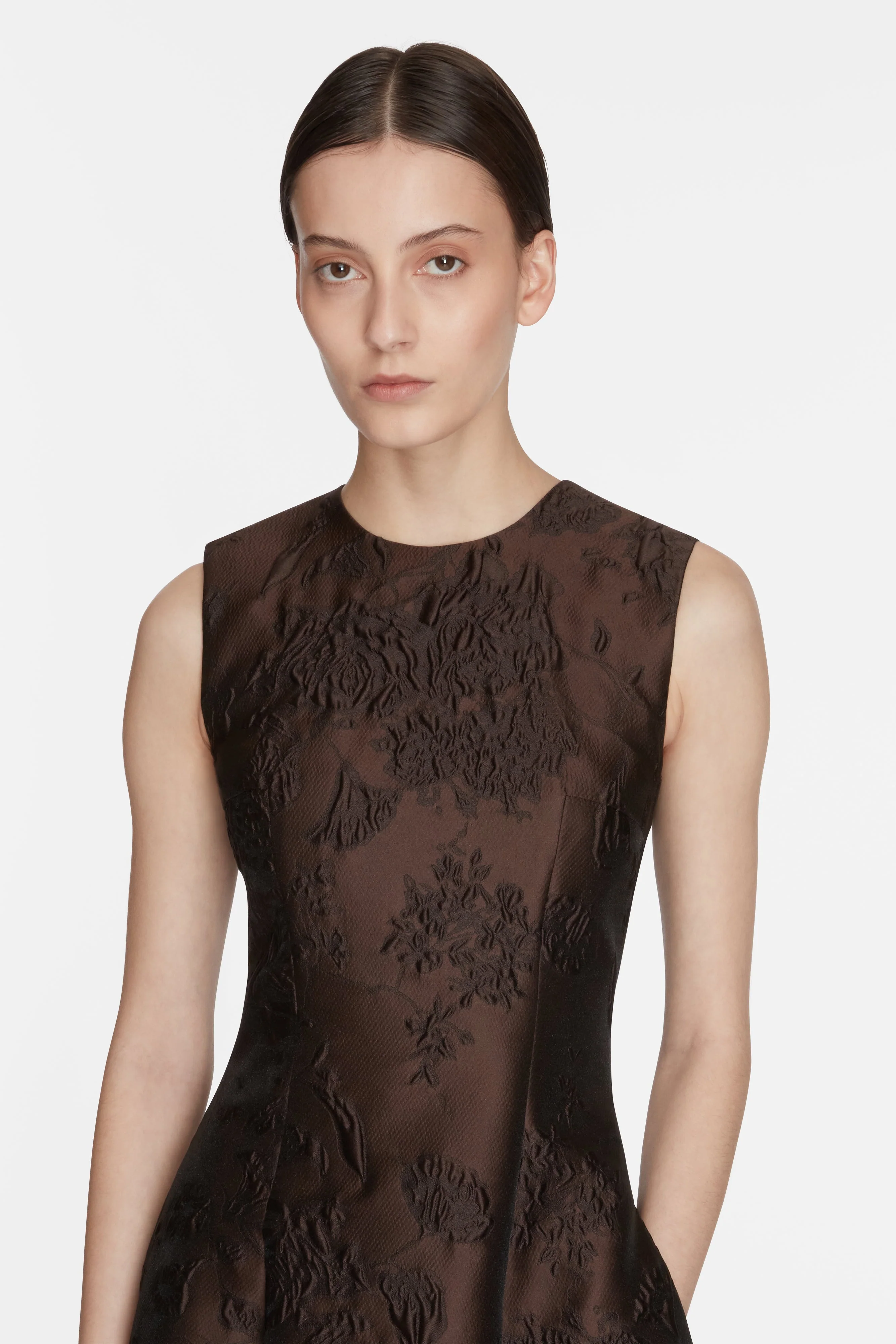 Mara Dress in Brown Graphic Floral - Image 3