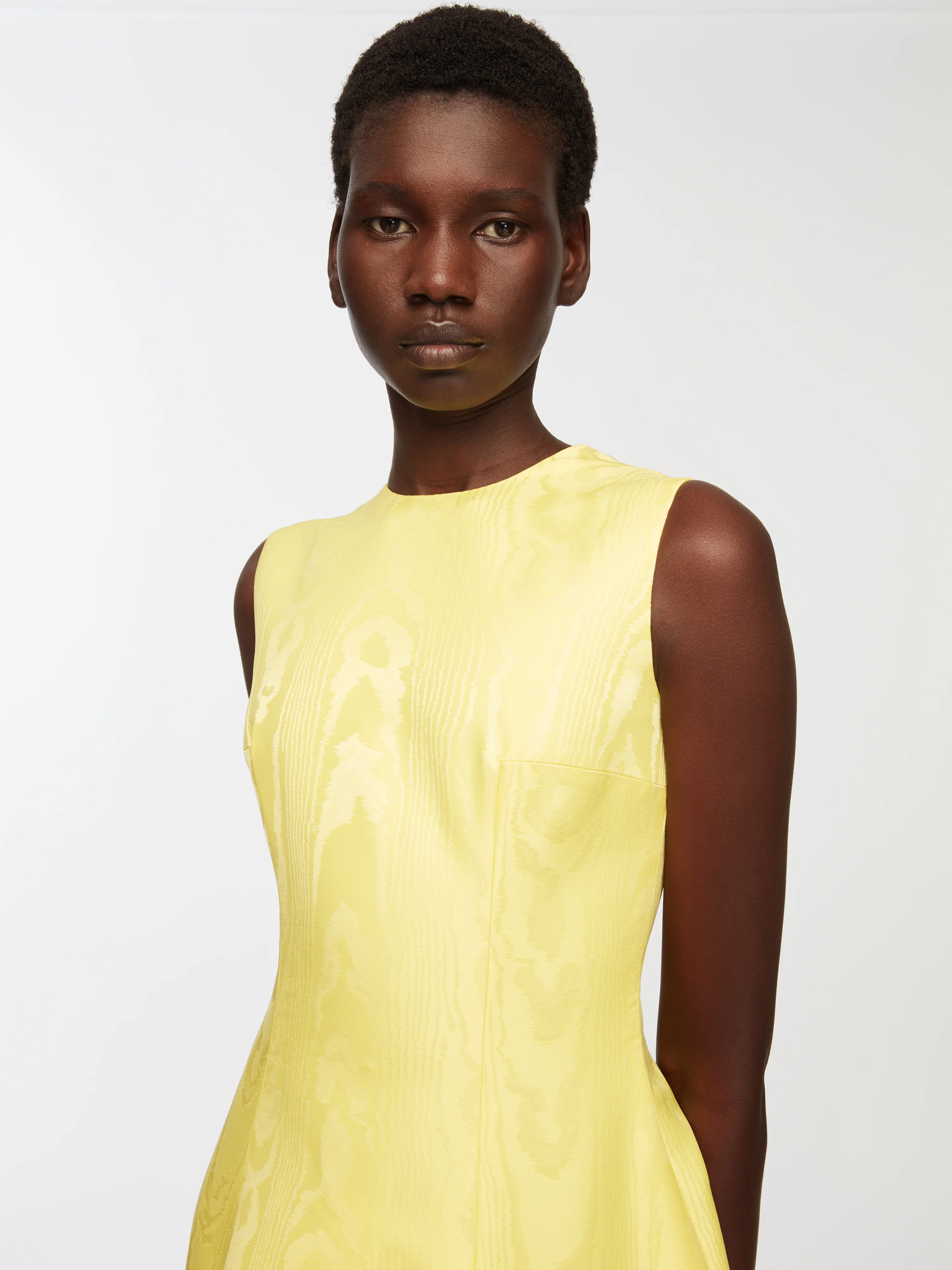 Mara Dress In Lemon Moire Mikado - Image 3