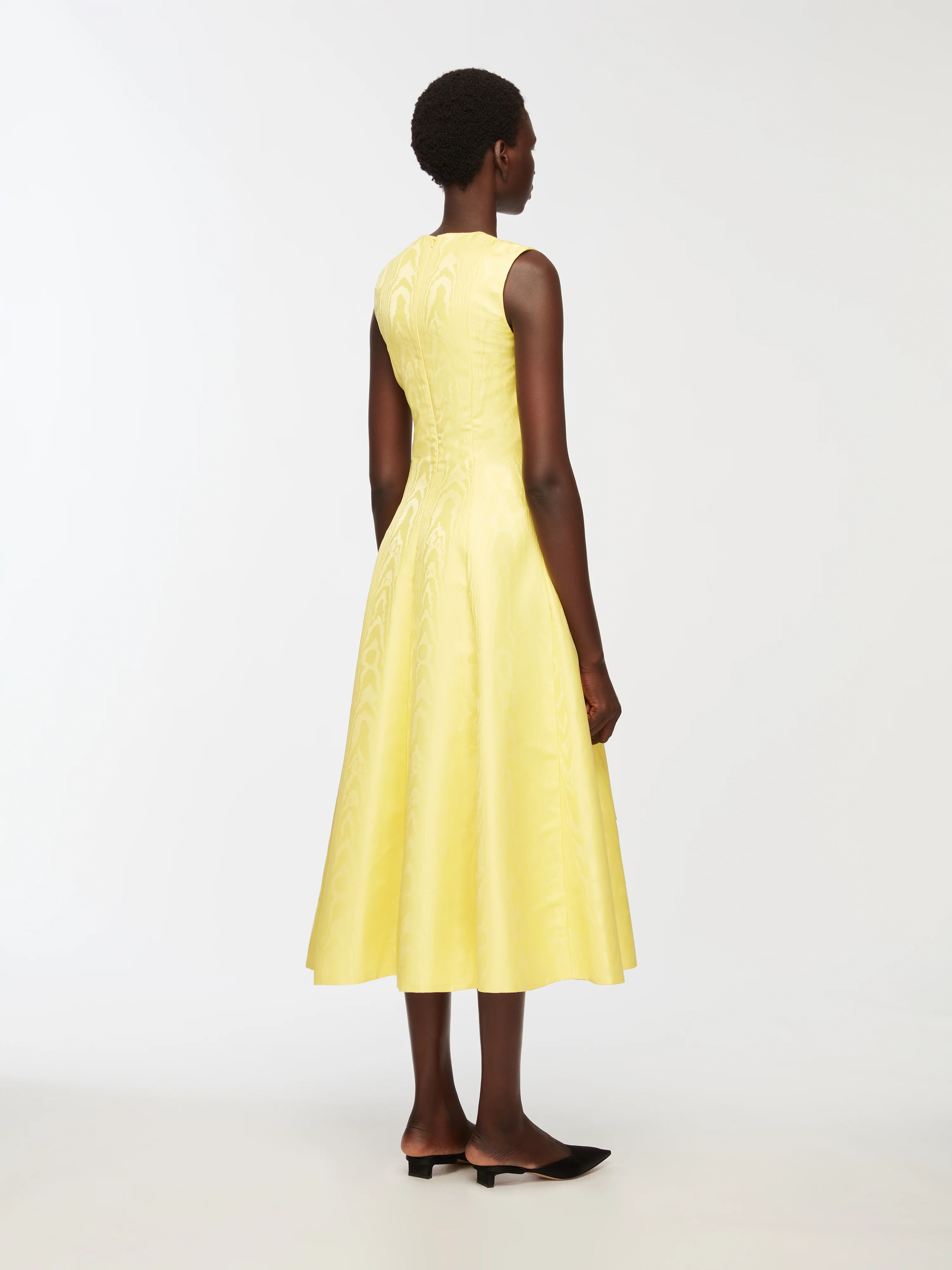 Mara Dress In Lemon Moire Mikado - Image 4