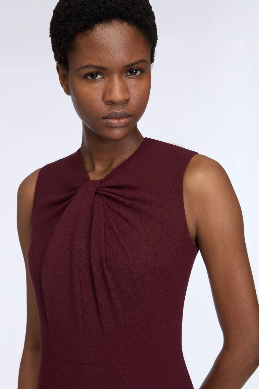 Meryl Dress in Plum Single Wool Crepe - Image 4