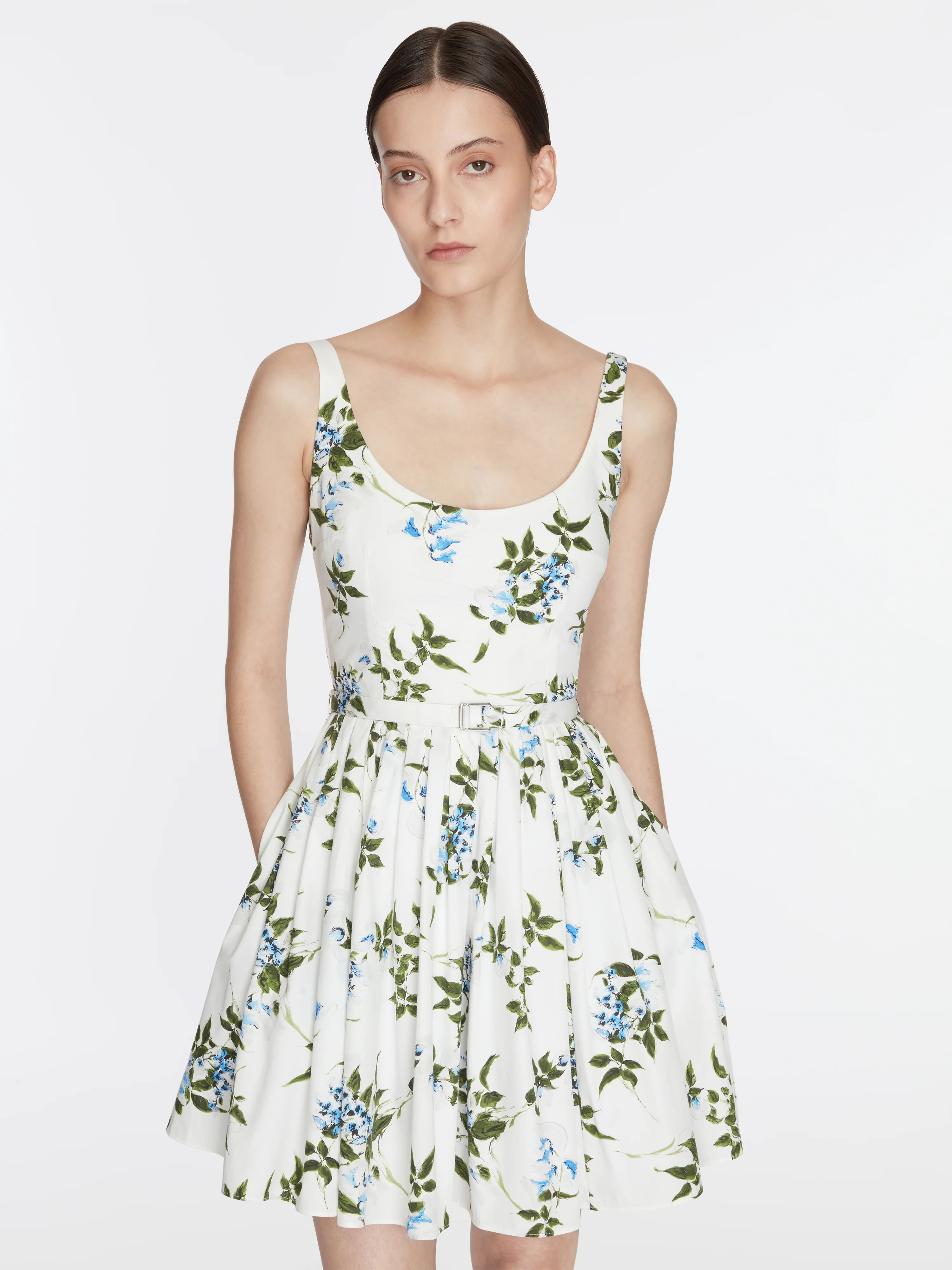Mini Eglantine Dress In Lilac Lillies & Cherry Print on White Organic Cotton - Image 3