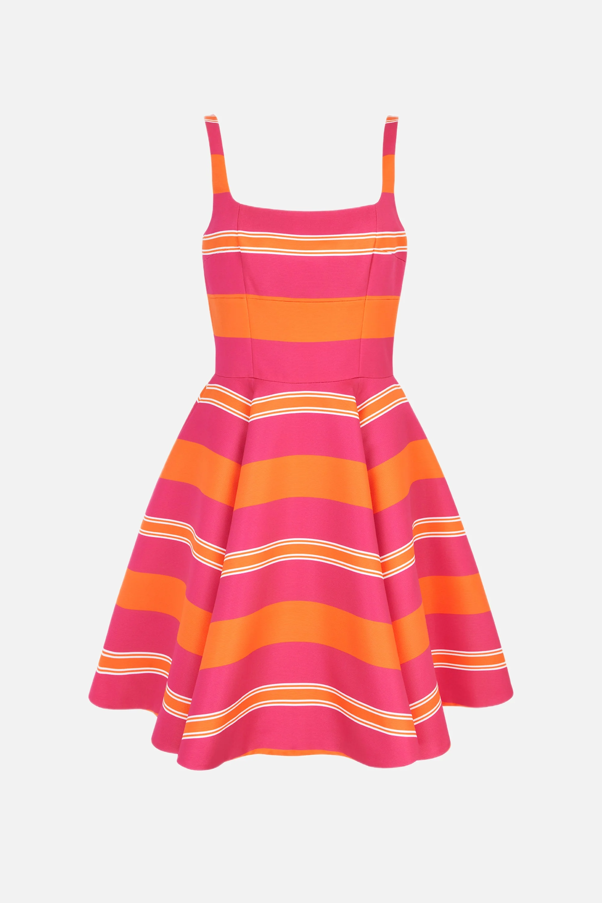 Mini Mona Dress in Hot Pink & Orange Striped Taffetta Faille